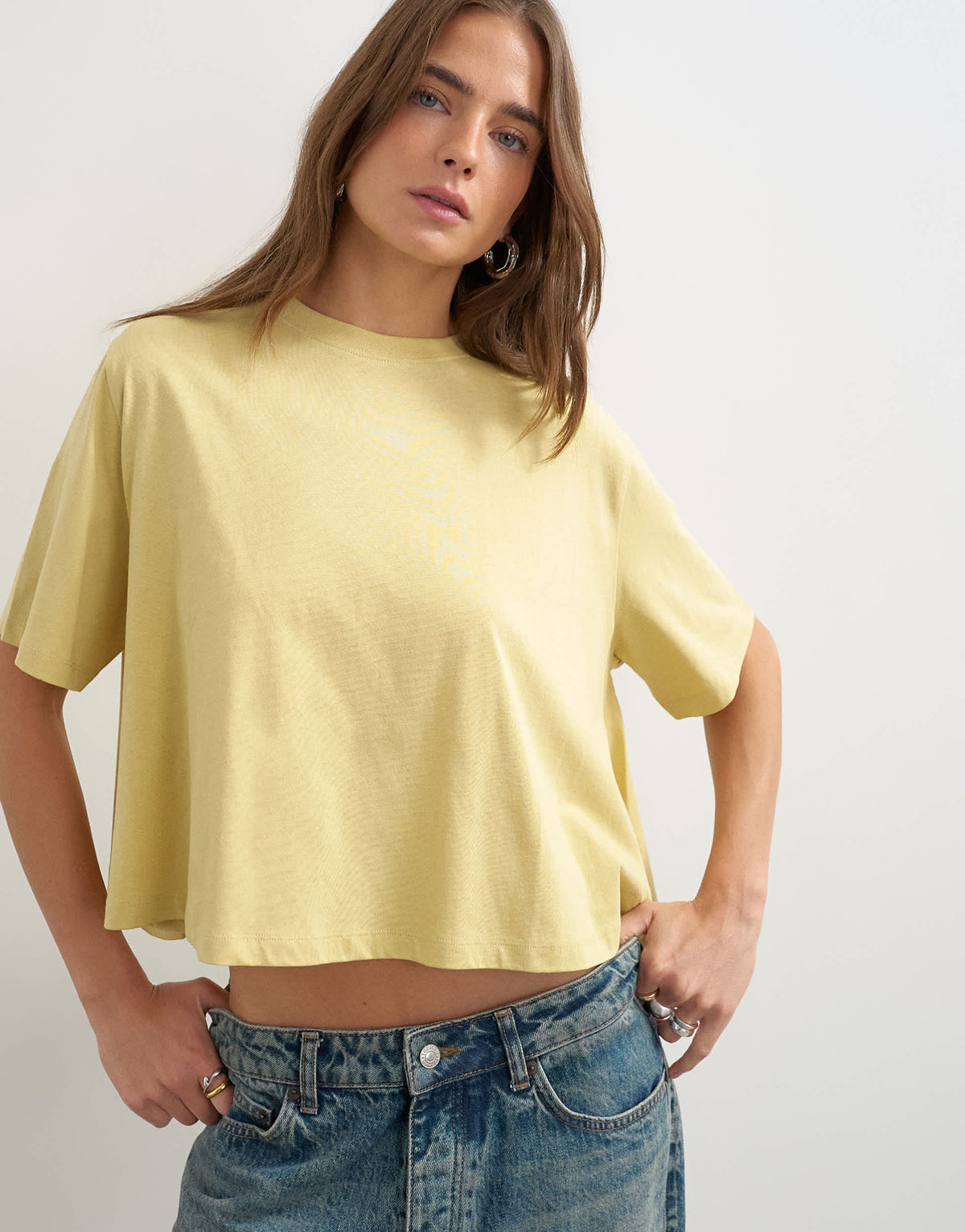 Topshop trapeze tee in yellow