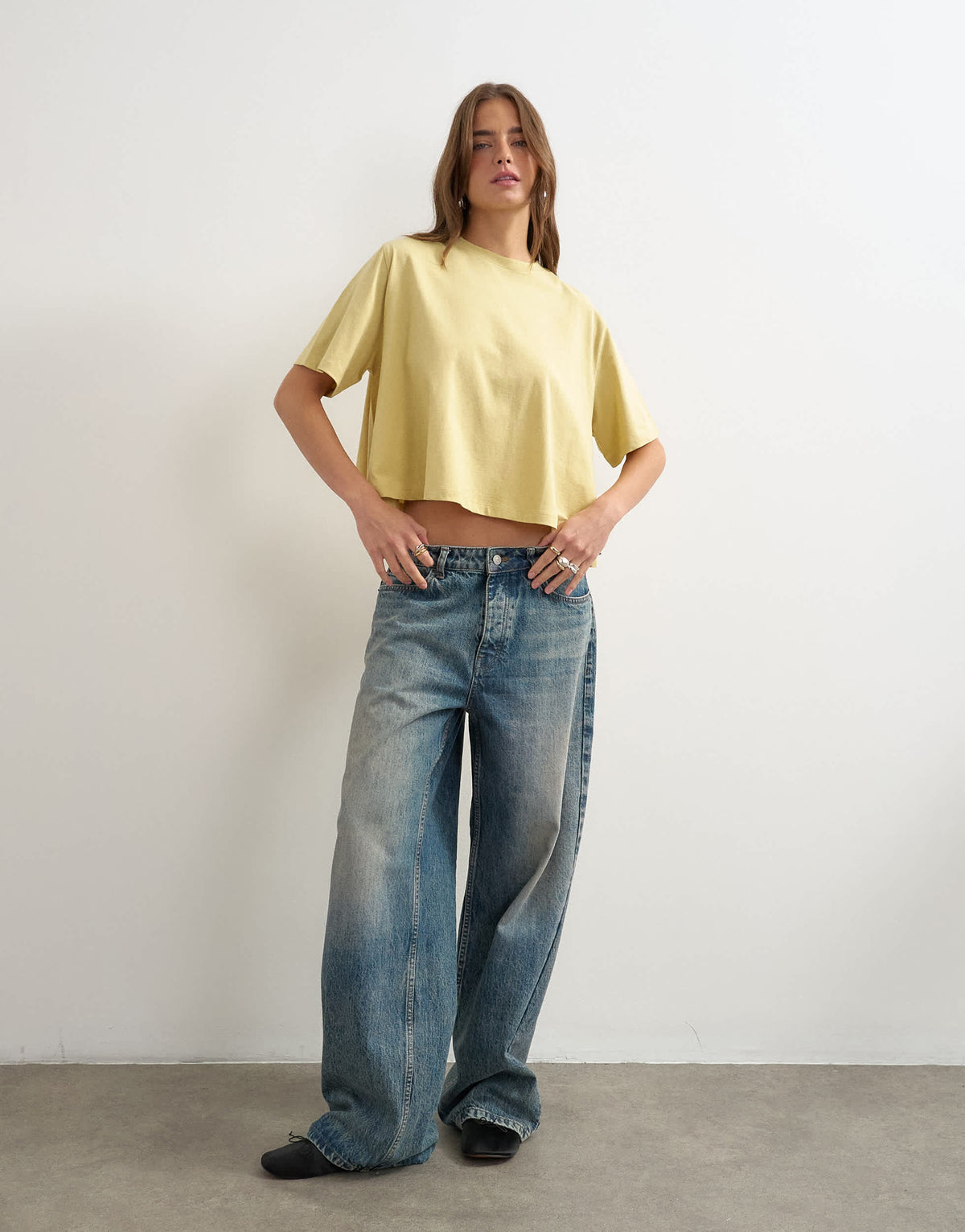 Topshop trapeze tee in yellow
