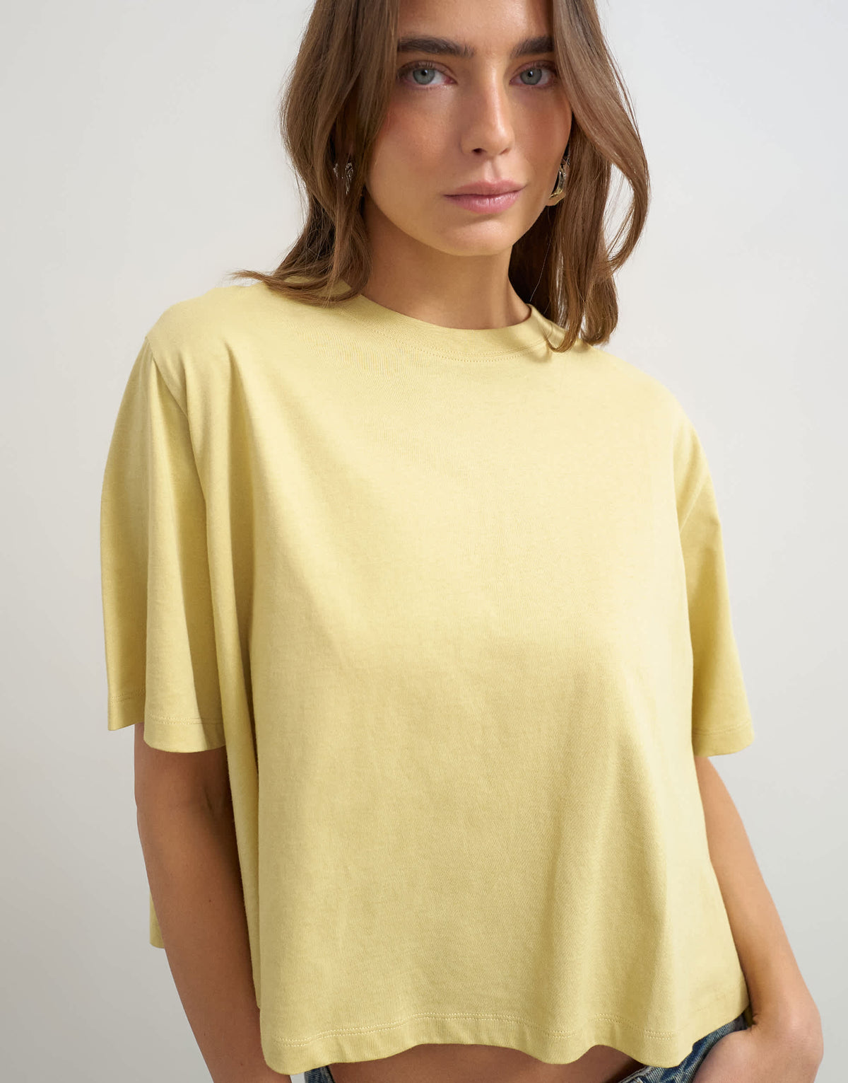 Topshop trapeze tee in yellow