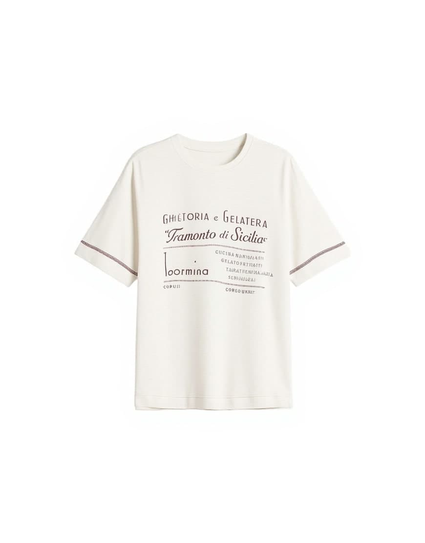 Topshop 'Tramonto Di Sicilia' graphic tee in ecru