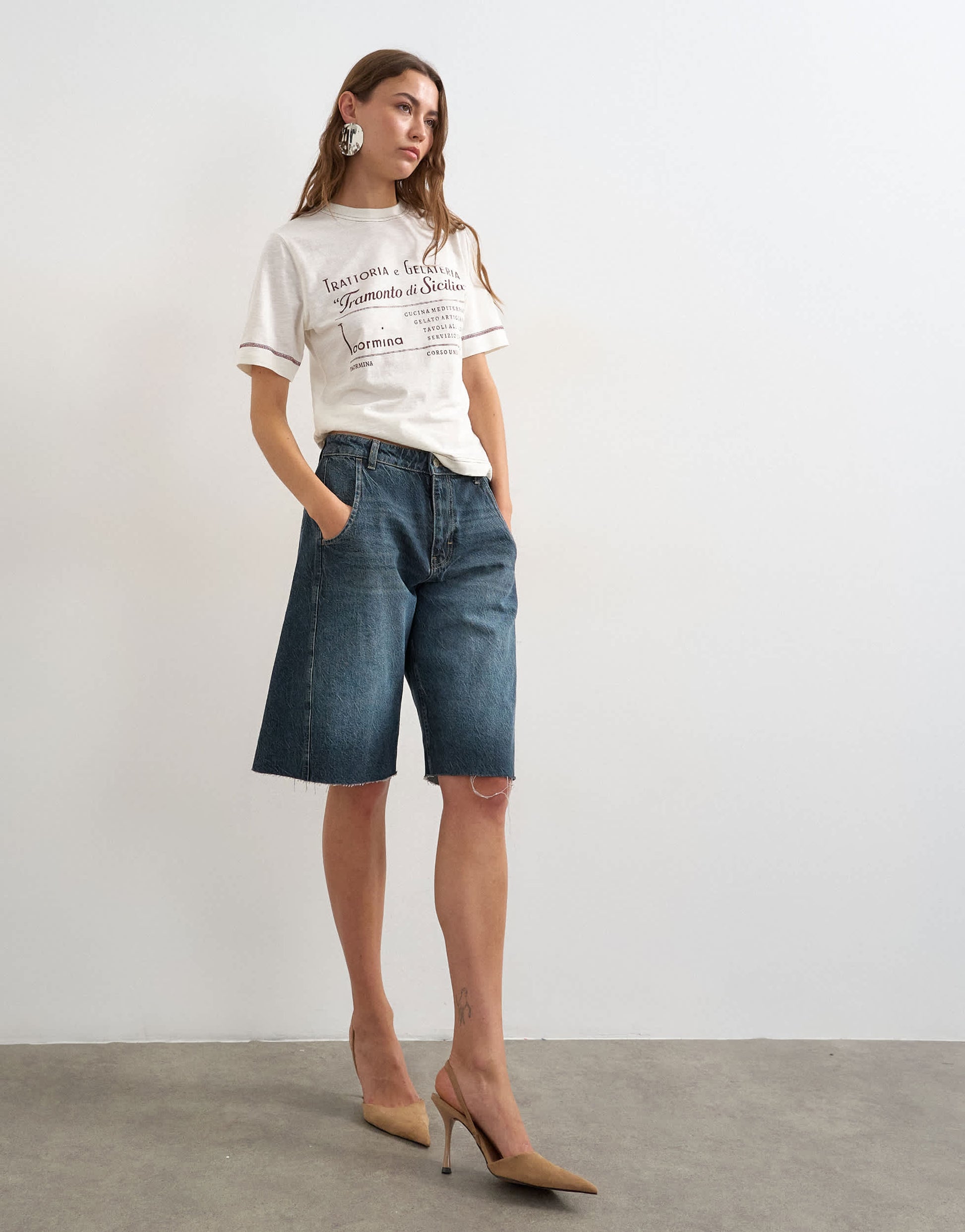 Topshop 'Tramonto Di Sicilia' graphic tee in ecru