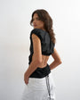 Topshop ruched back cut out top in black