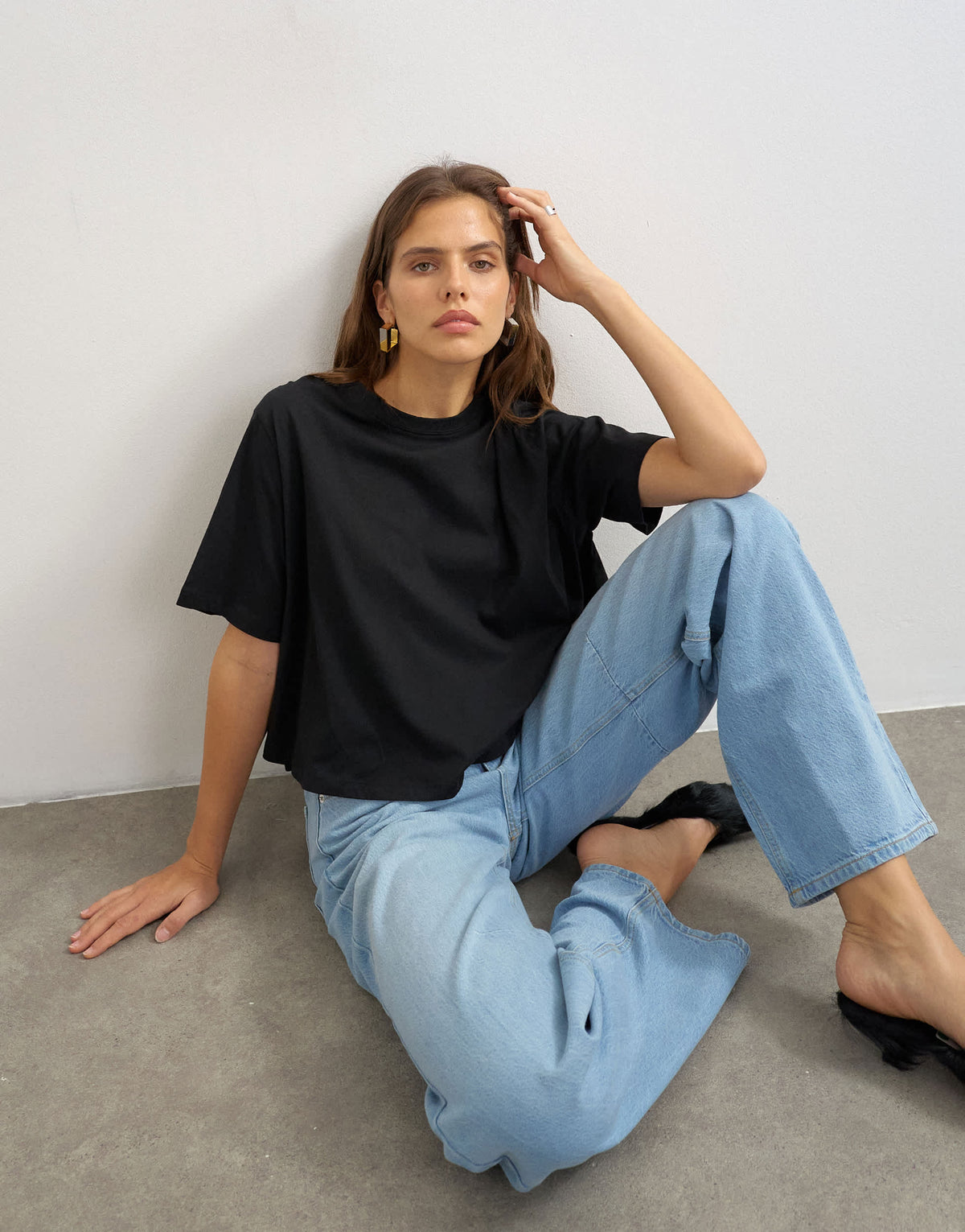 Topshop trapeze tee in black