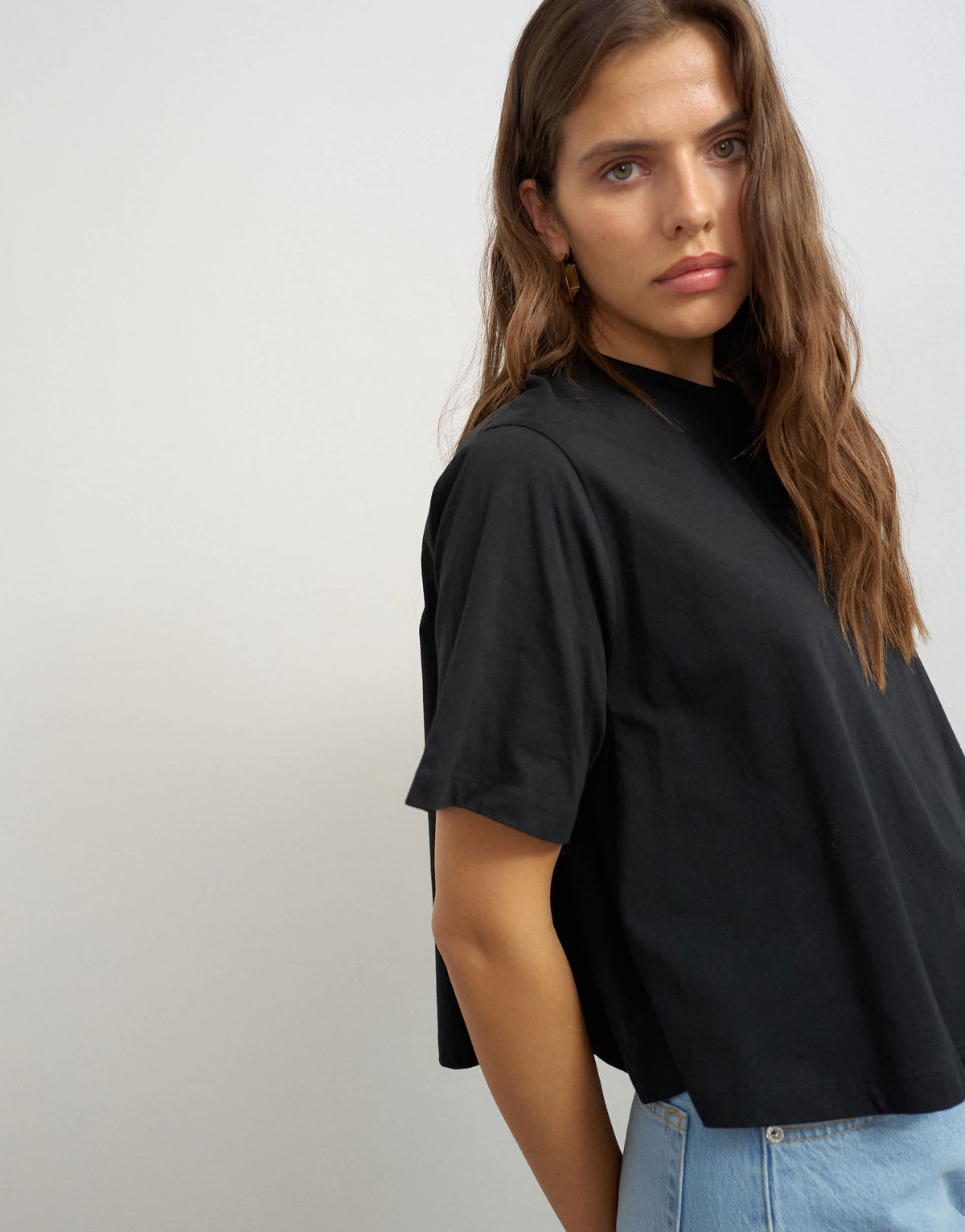 Topshop trapeze tee in black