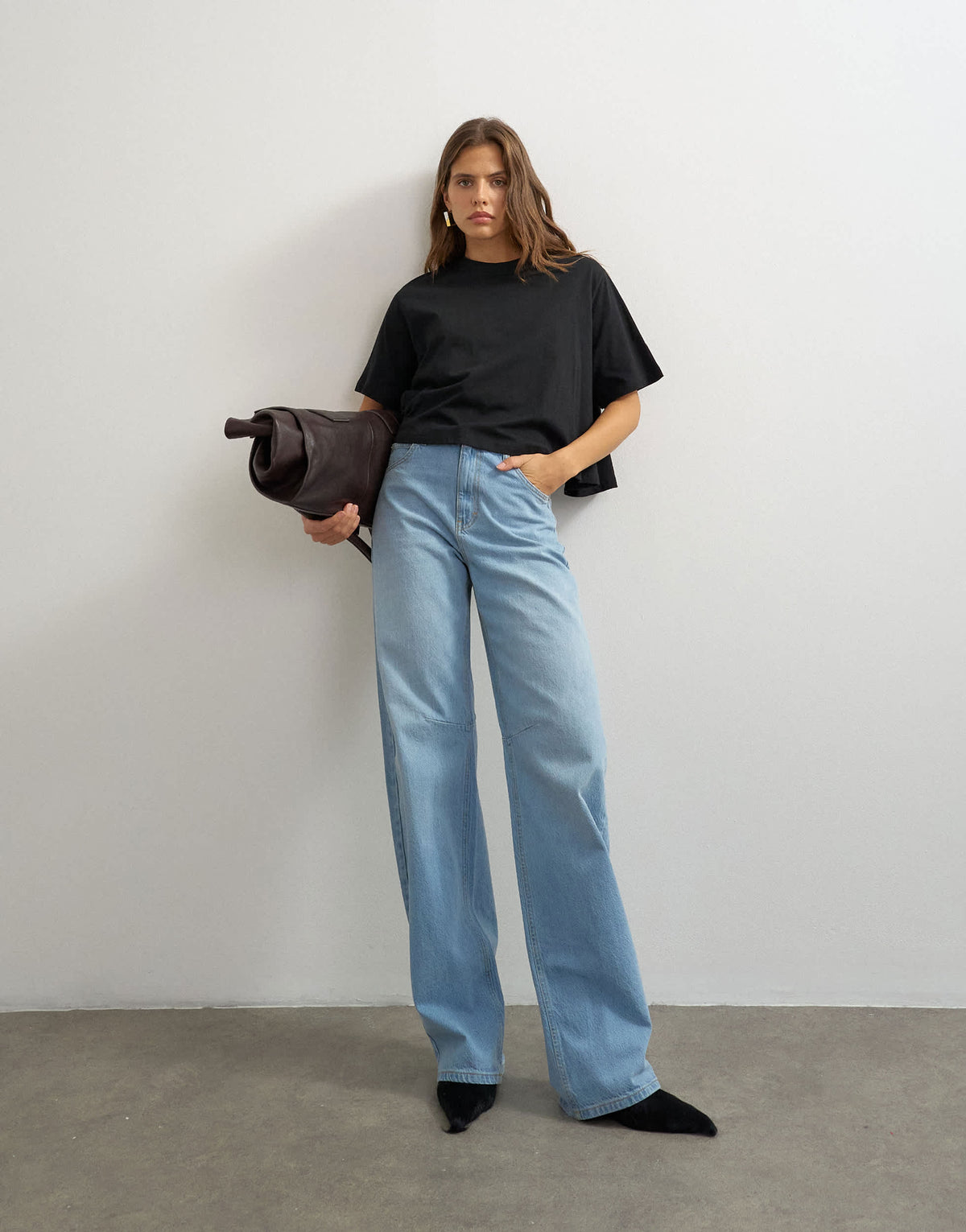 Topshop trapeze tee in black
