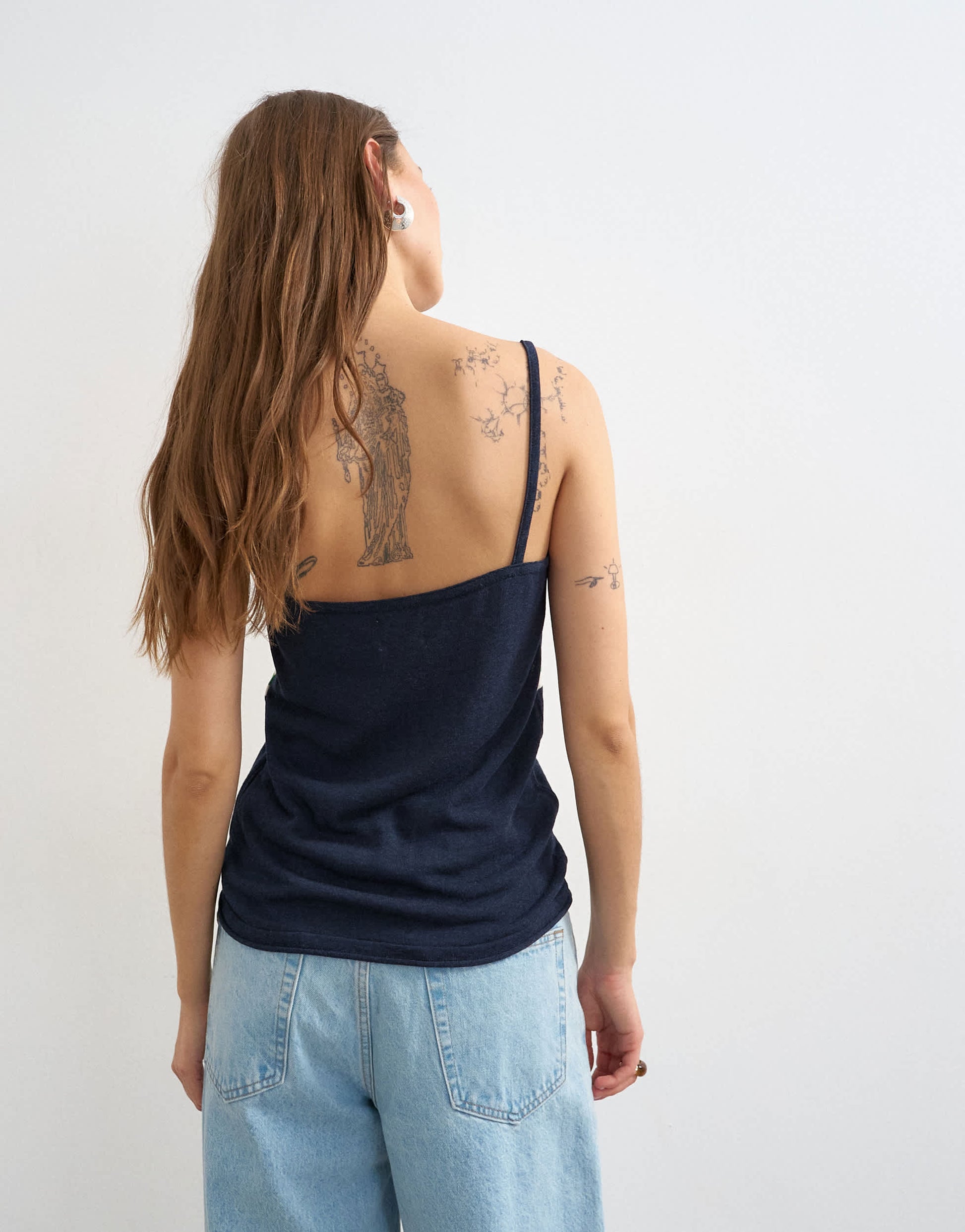 Topshop knitted stripe tank vest in blue
