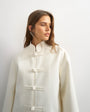Topshop self frogging formal blazer coat in ecru
