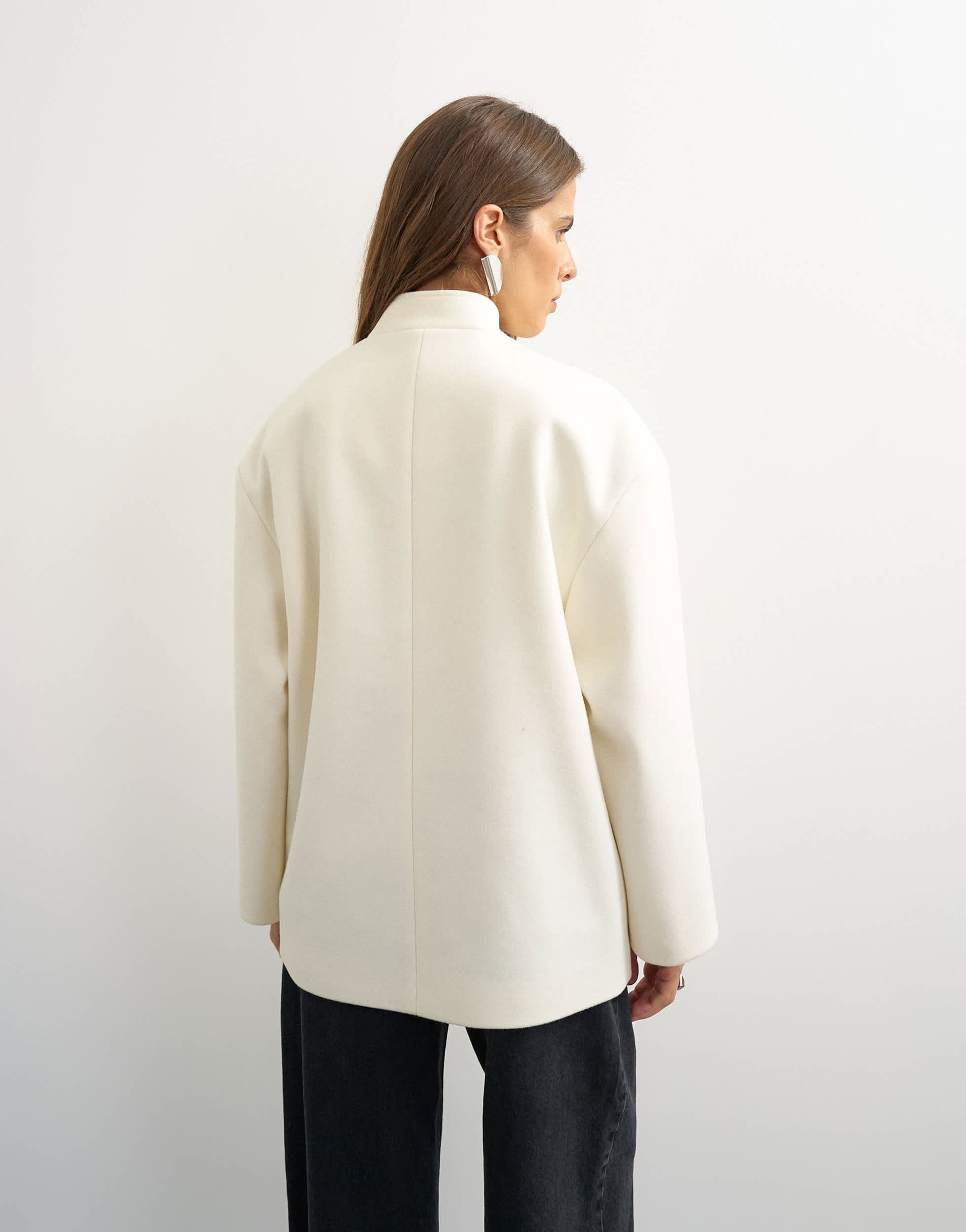 Topshop self frogging formal blazer coat in ecru