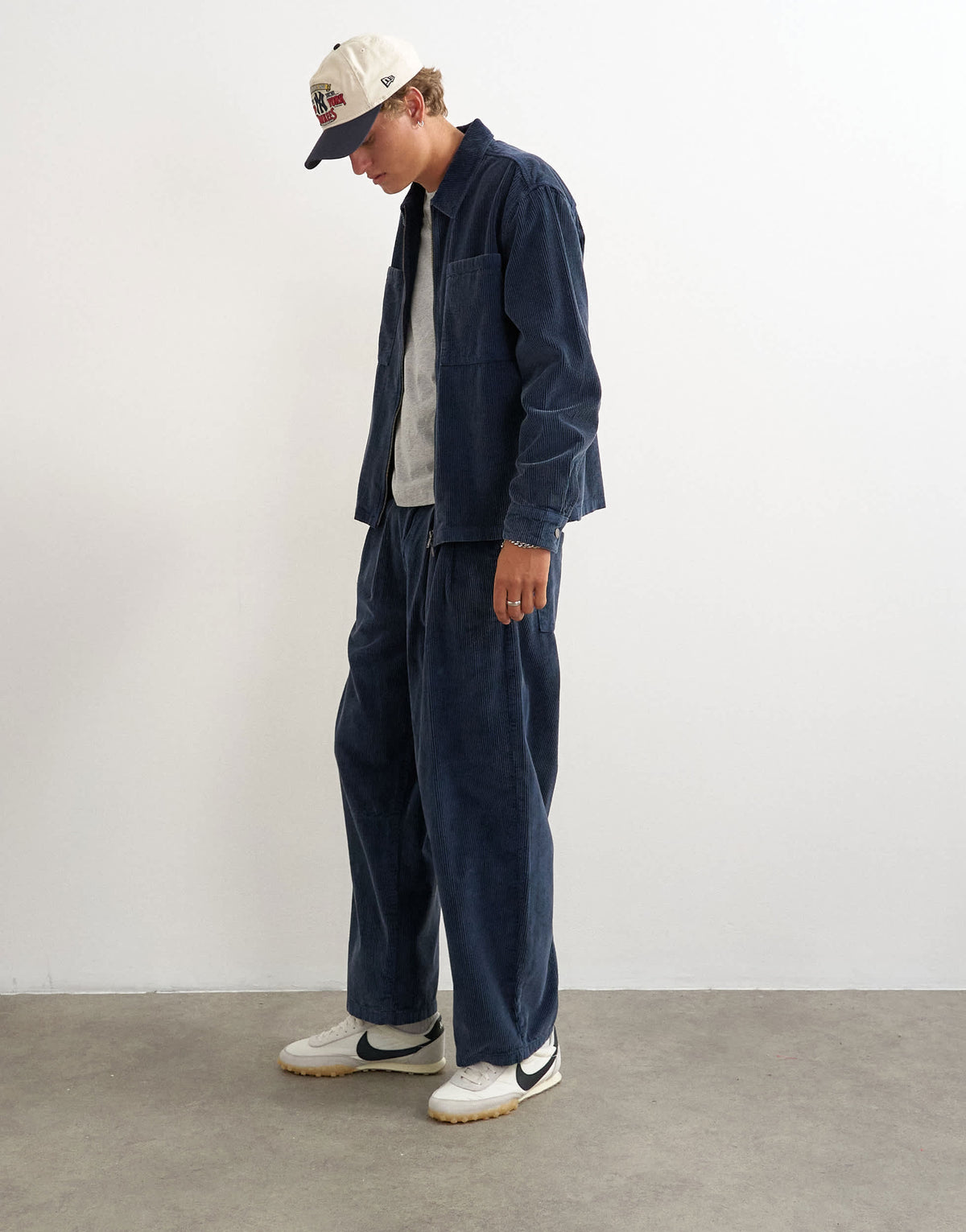Topman barrel fit cord trouser in washed blue