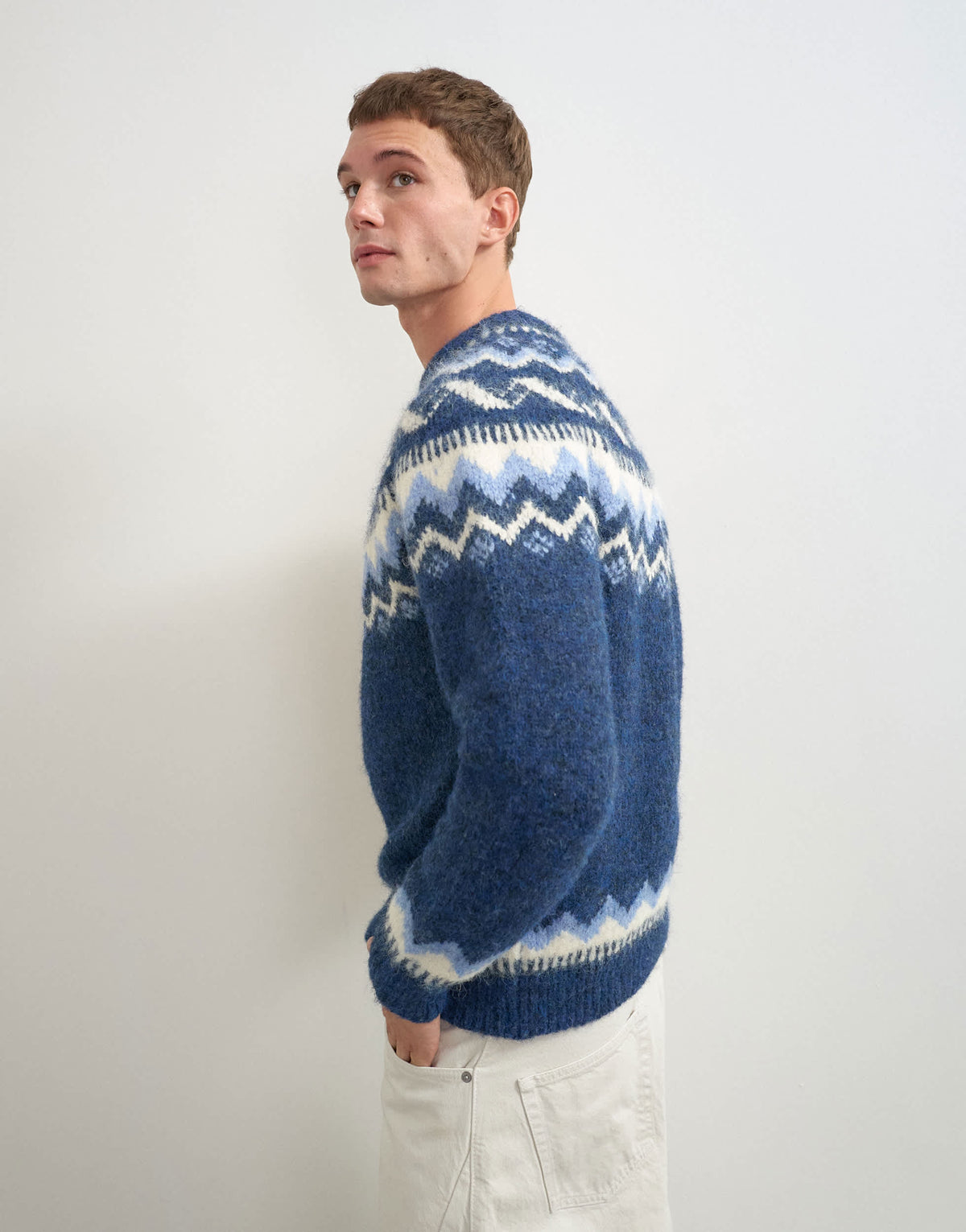 Topman relaxed fit fairisle knitted jumper in navy