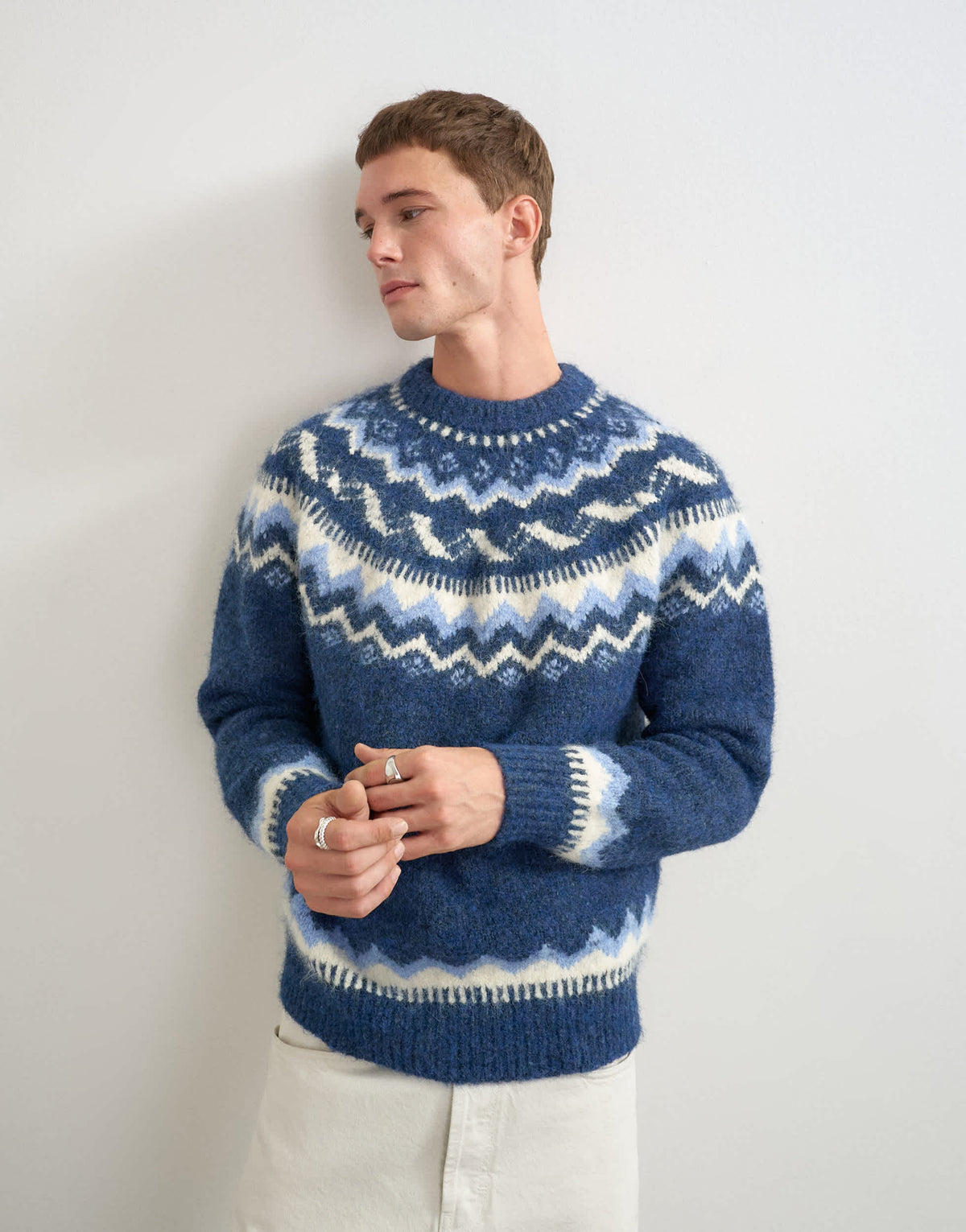 Topman relaxed fit fairisle knitted jumper in navy