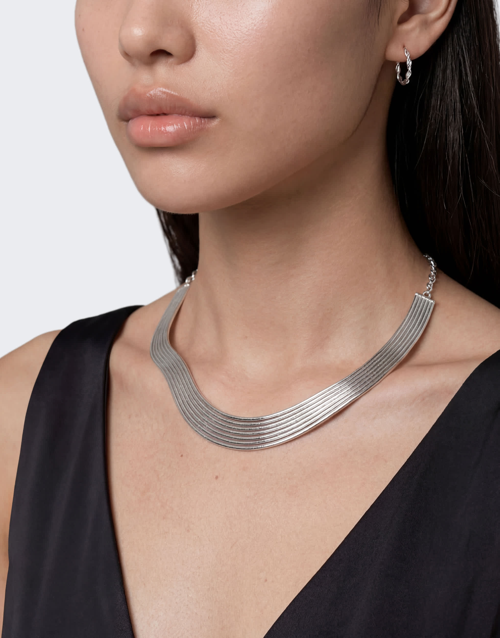 Topshop Miles statement choker necklace in silver