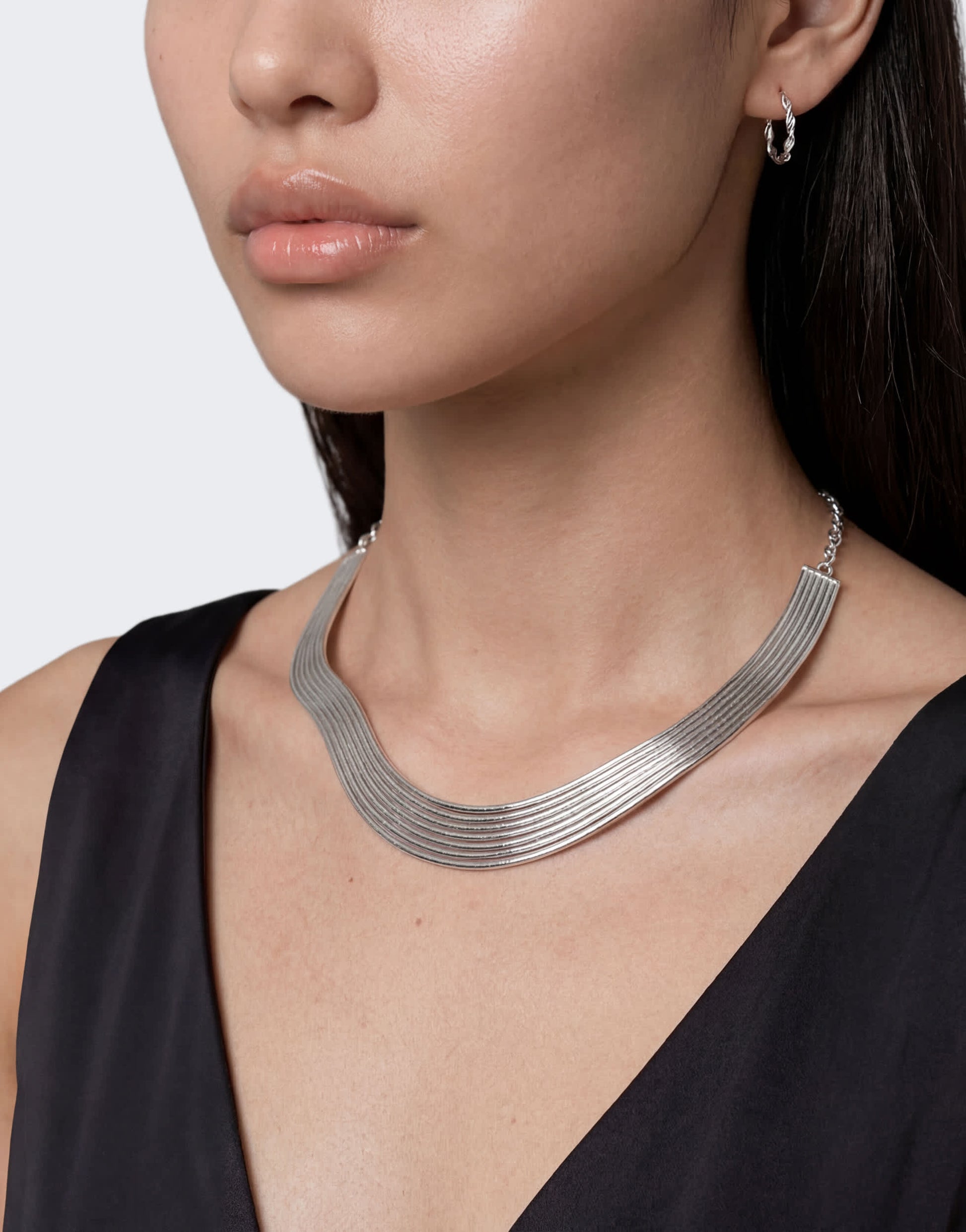 Topshop Miles statement choker necklace in silver
