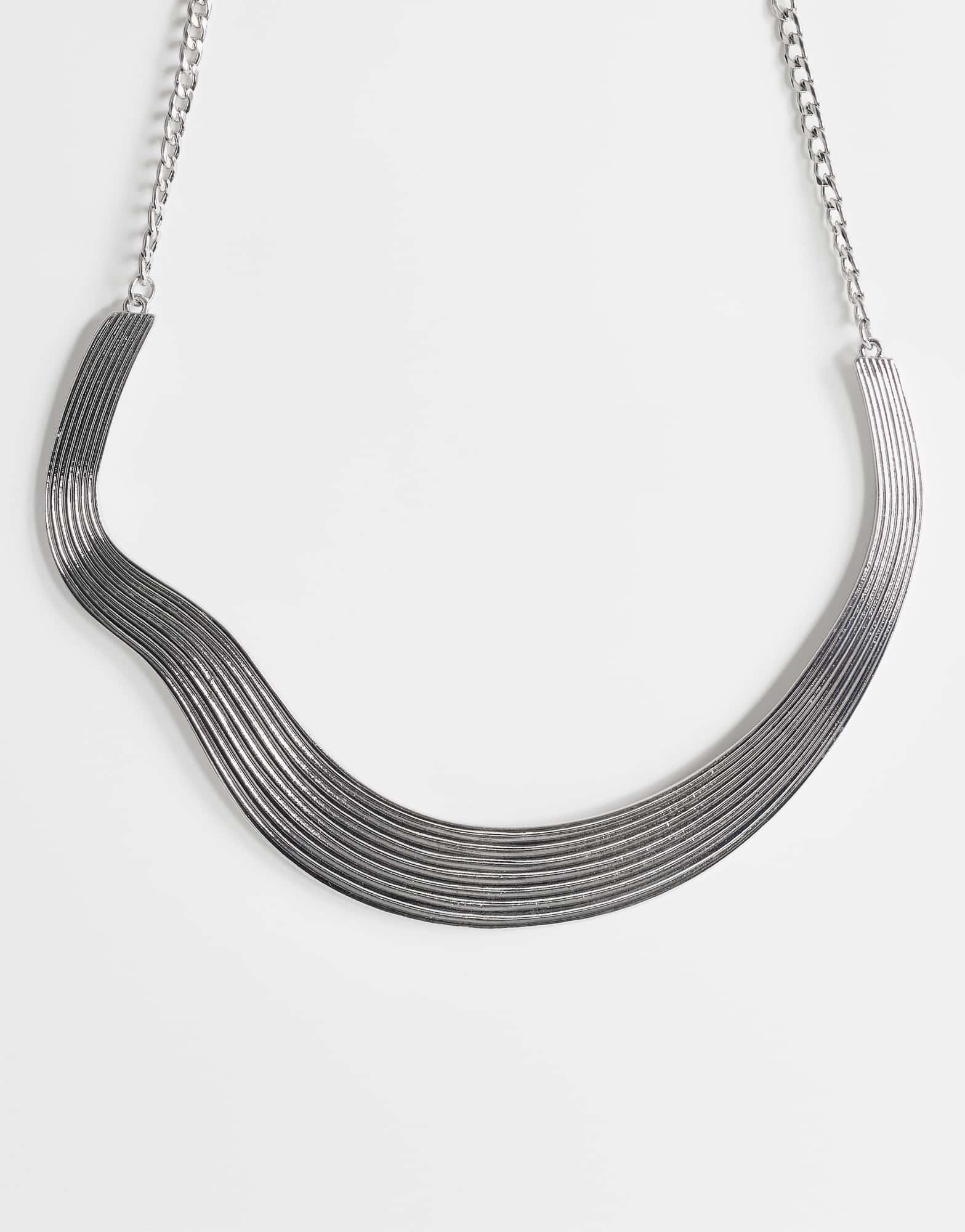 Topshop Miles statement choker necklace in silver