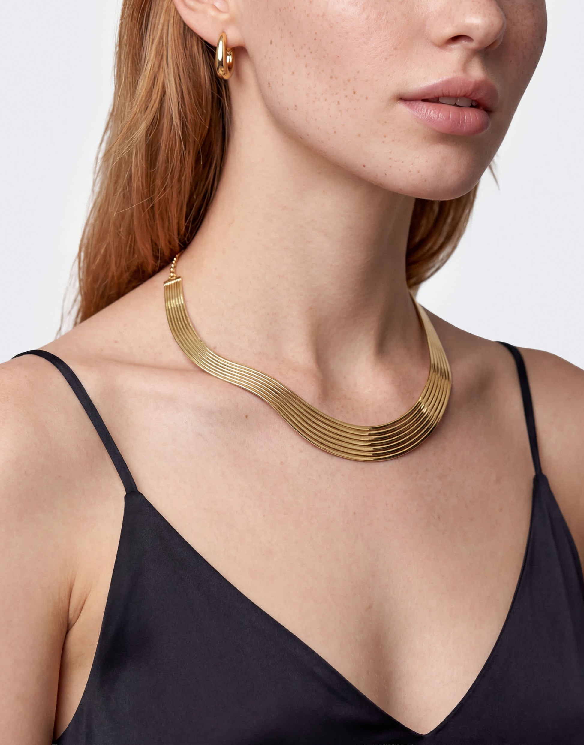 Topshop Miles statement choker necklace in gold