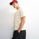 Topman classic fit distressed raw hem t-shirt in ecru