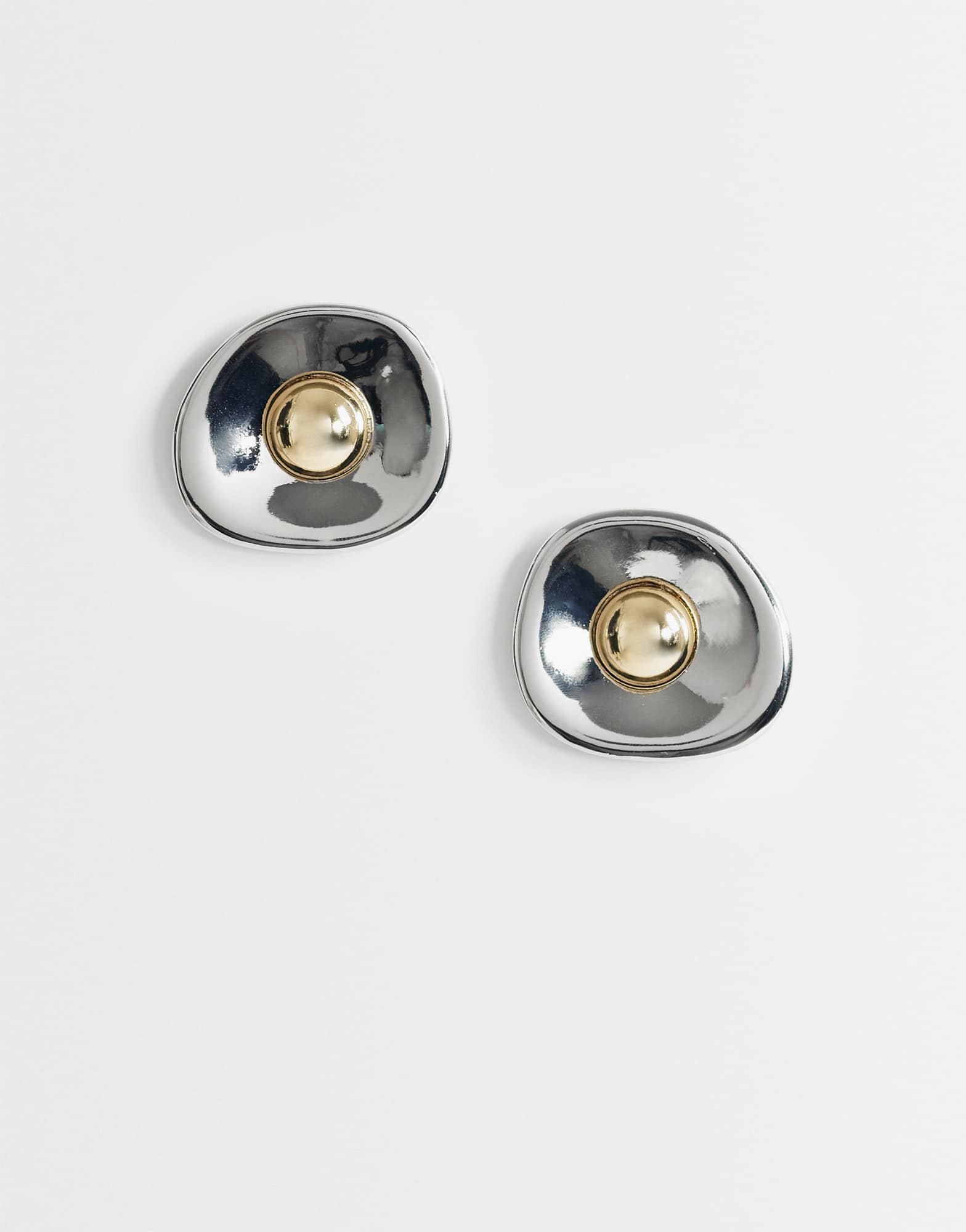 Topshop Cece statement round stud earrings in silver tone