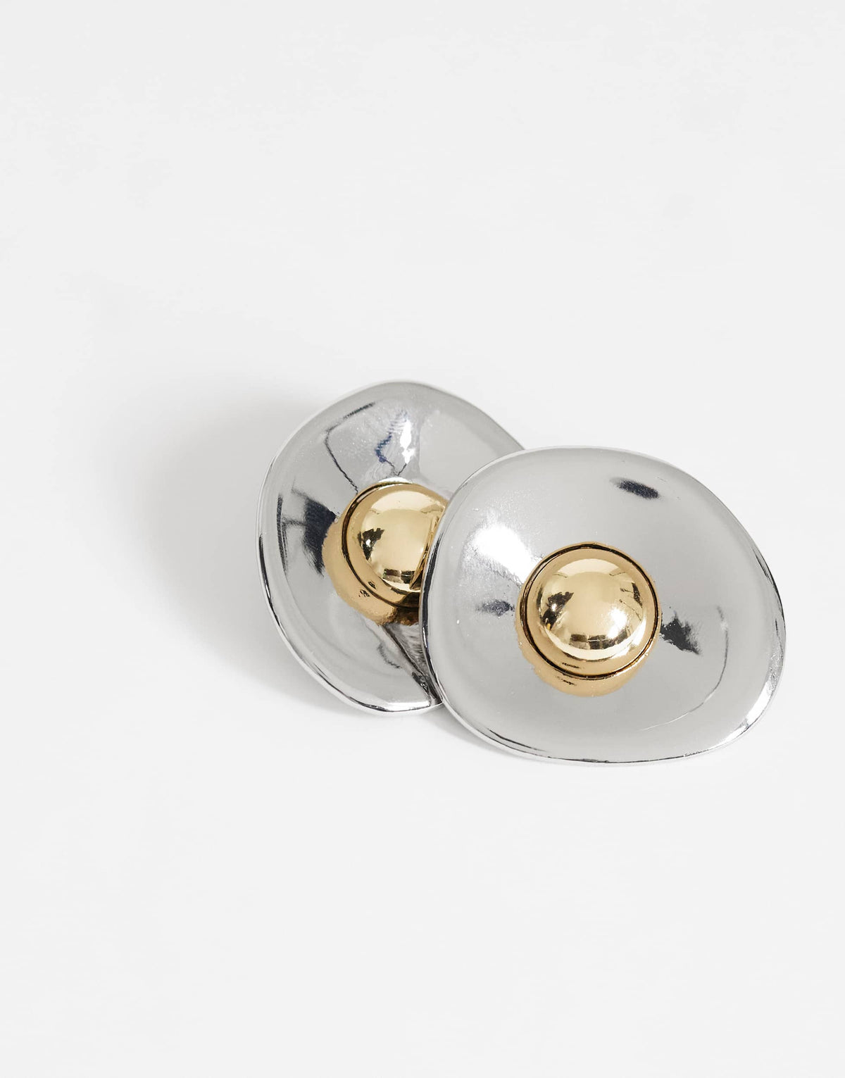 Topshop Cece statement round stud earrings in silver tone