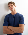 Topman slim fit short sleeve waffle henley in navy