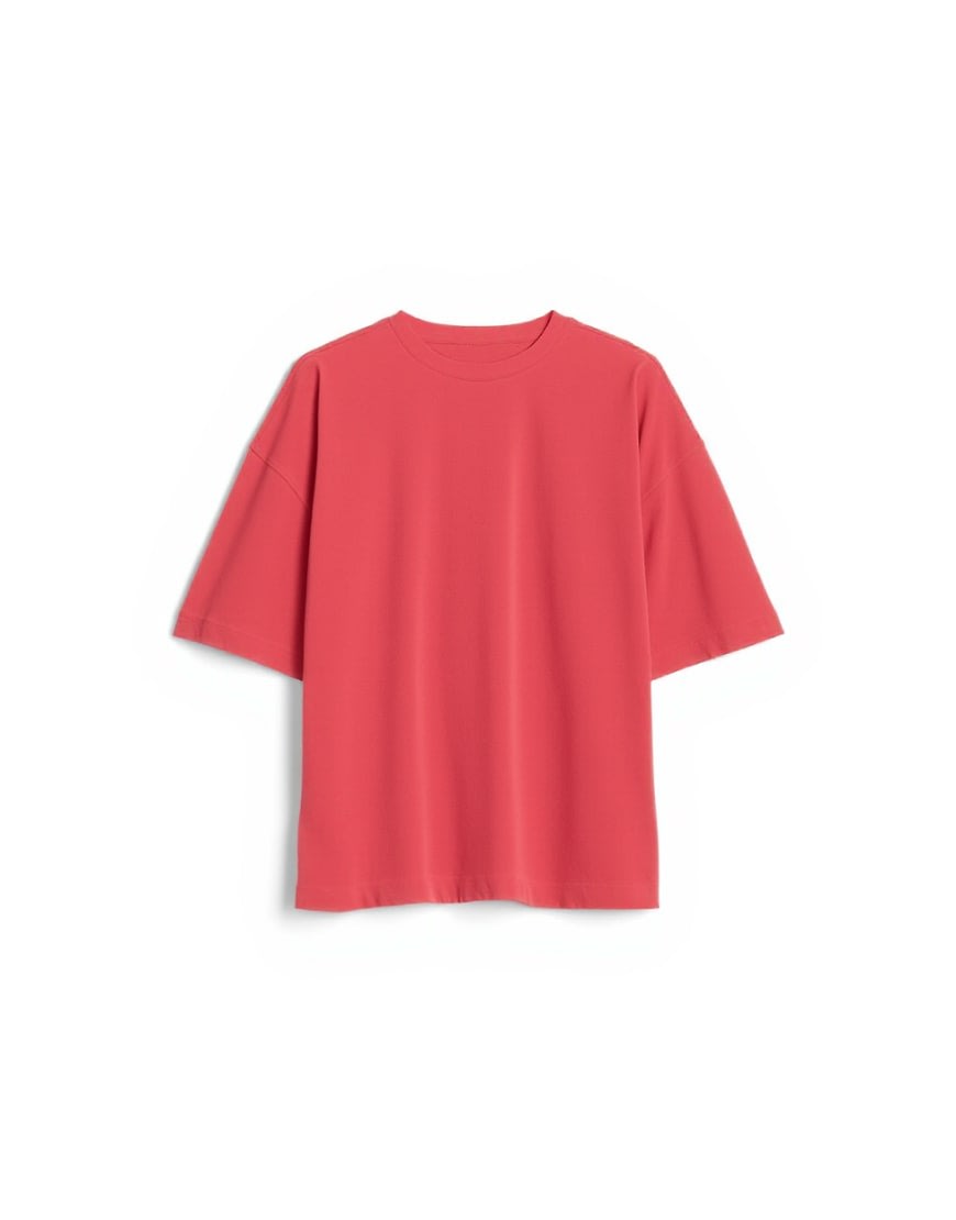 Topman relaxed fit crop layered t-shirt with waffle sleeve in washed red