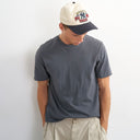 Topman classic fit distressed raw hem t-shirt in charcoal