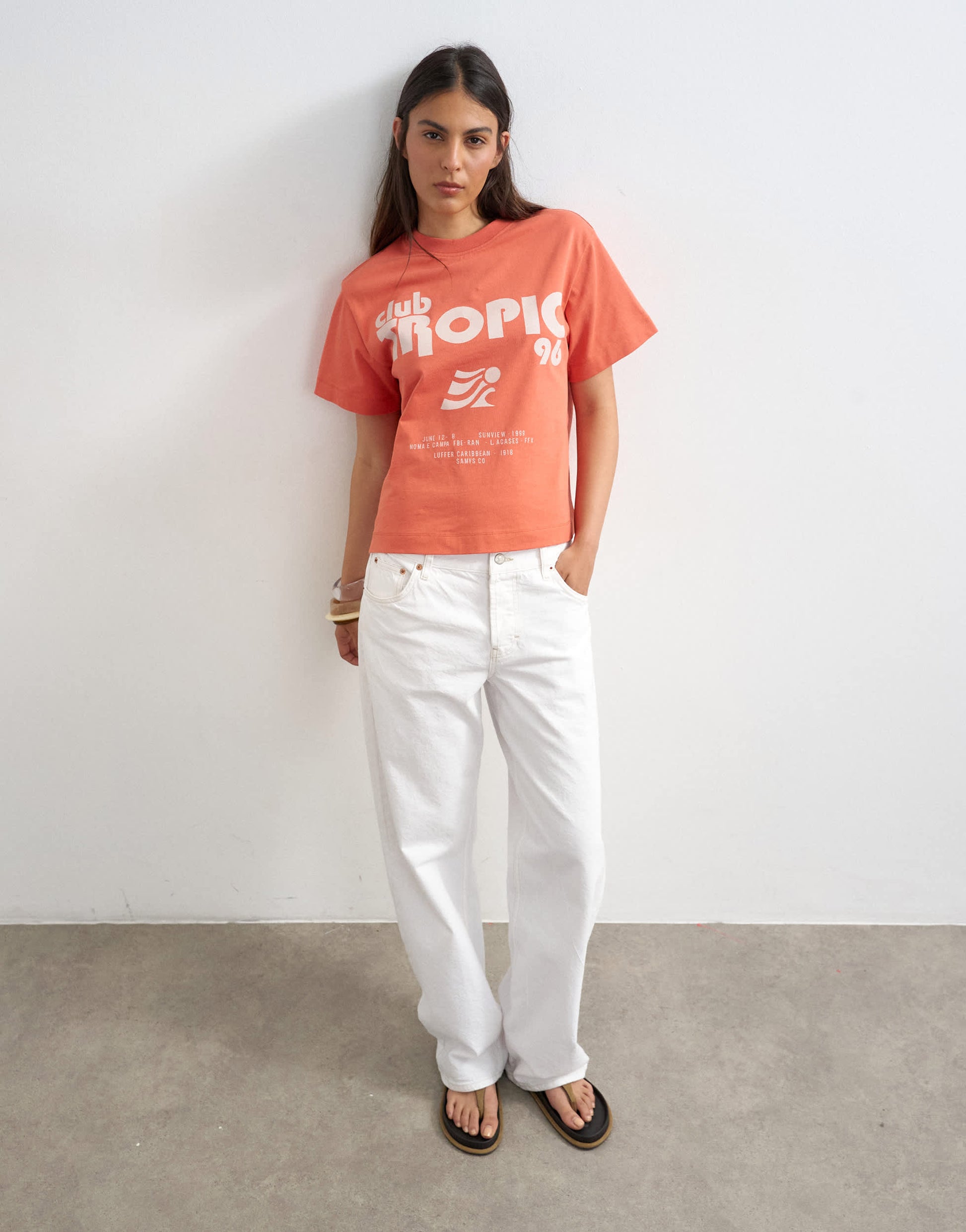 Topshop Club Tropic graphic boxy tee in red