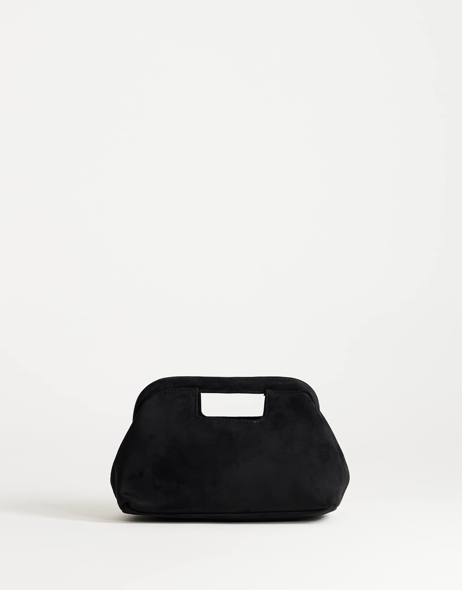 Topshop Gordan medium suedette clutch with handle in black