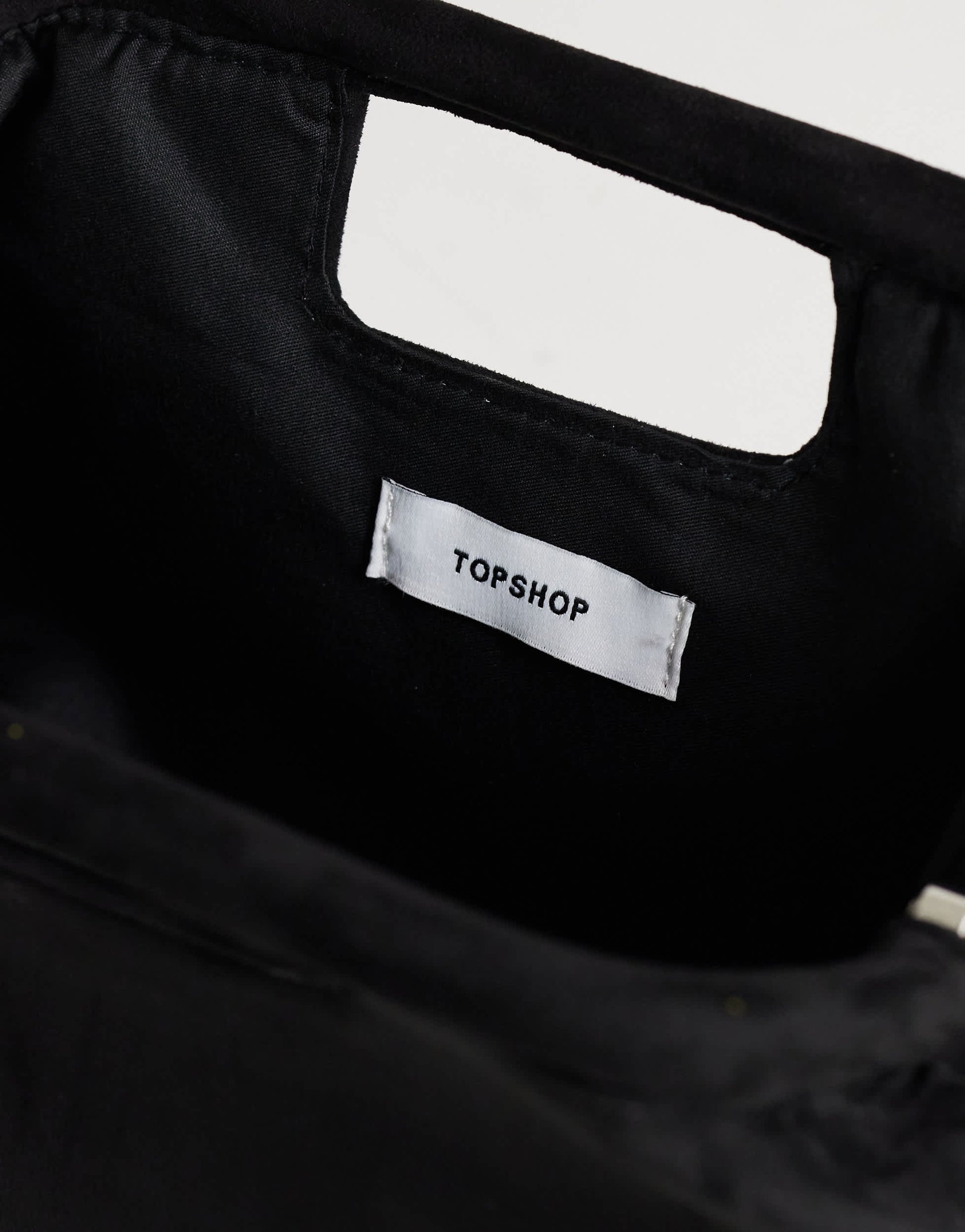 Topshop Gordan medium suedette clutch with handle in black