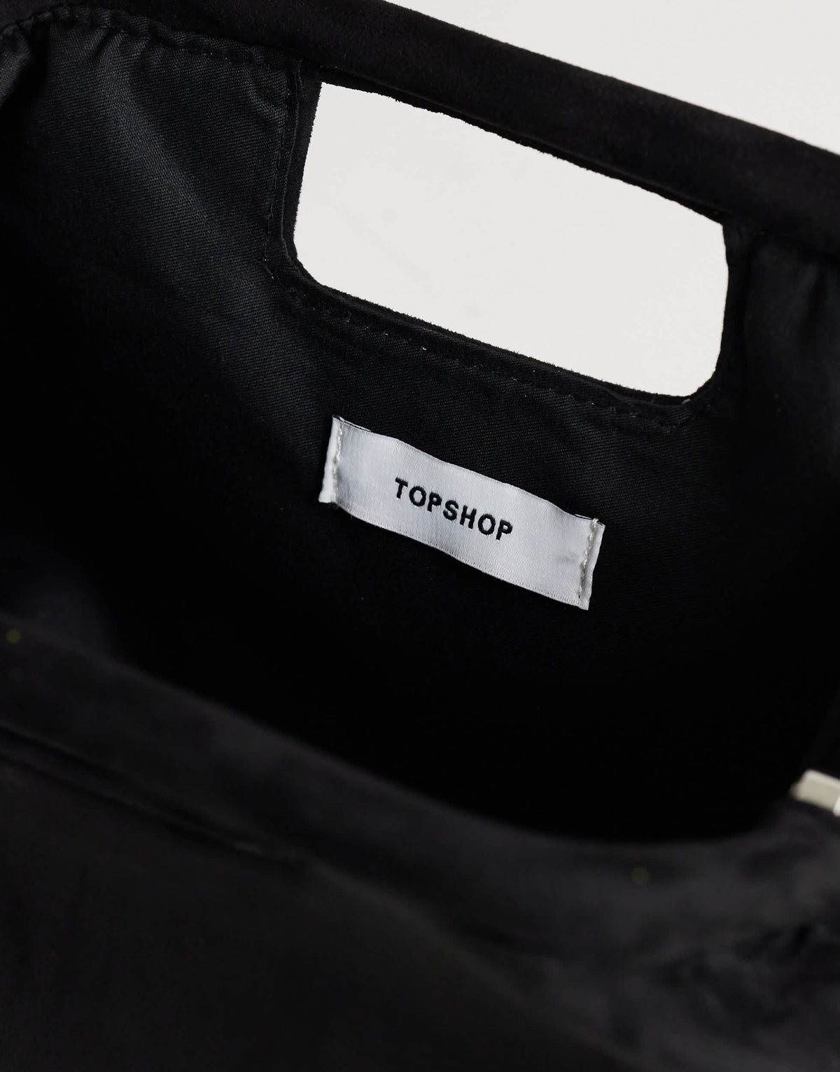 Topshop Gordan medium suedette clutch with handle in black