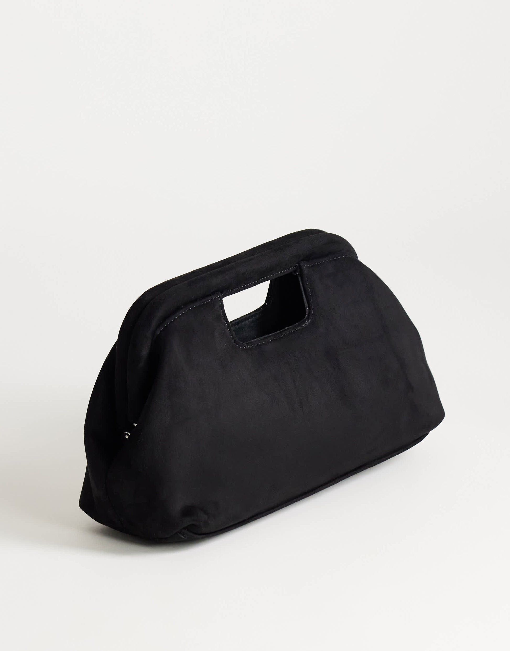 Topshop Gordan medium suedette clutch with handle in black
