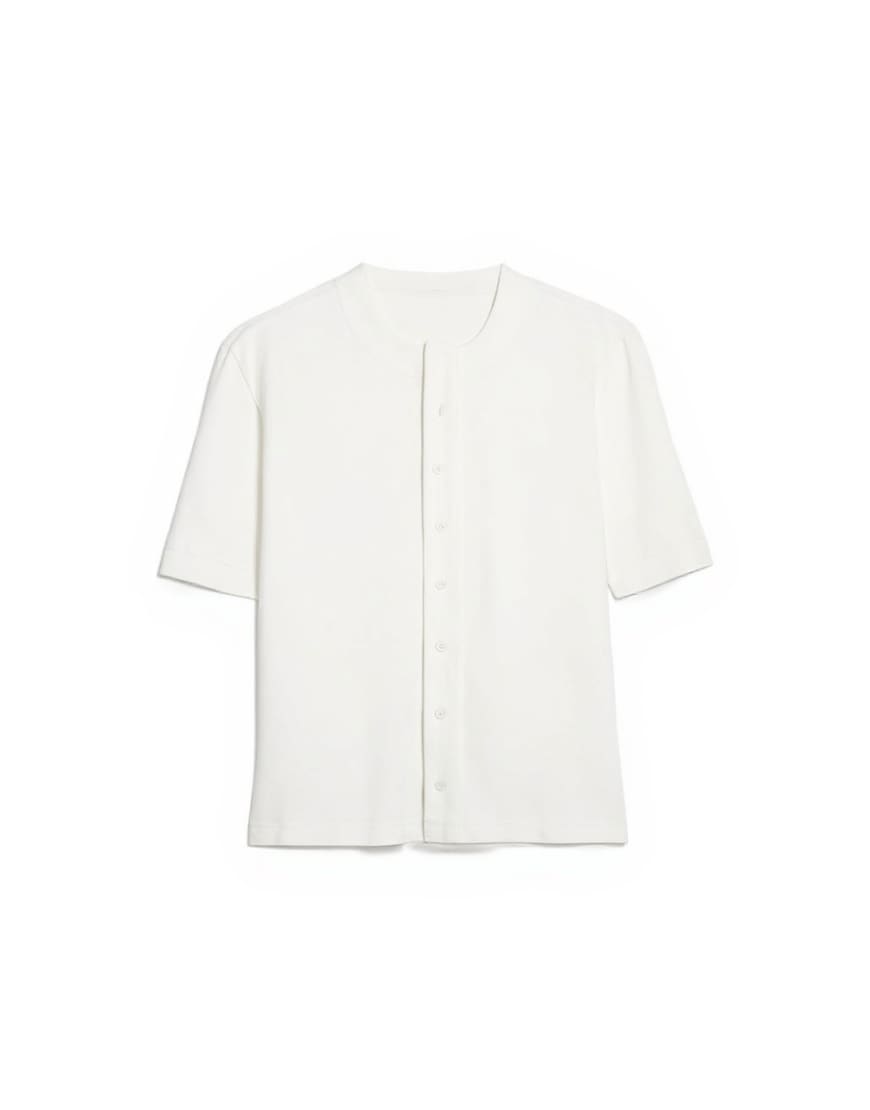 Topman relaxed fit jersey twill baseball henley shirt in ecru
