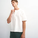 Topman relaxed fit jersey twill baseball henley shirt in ecru