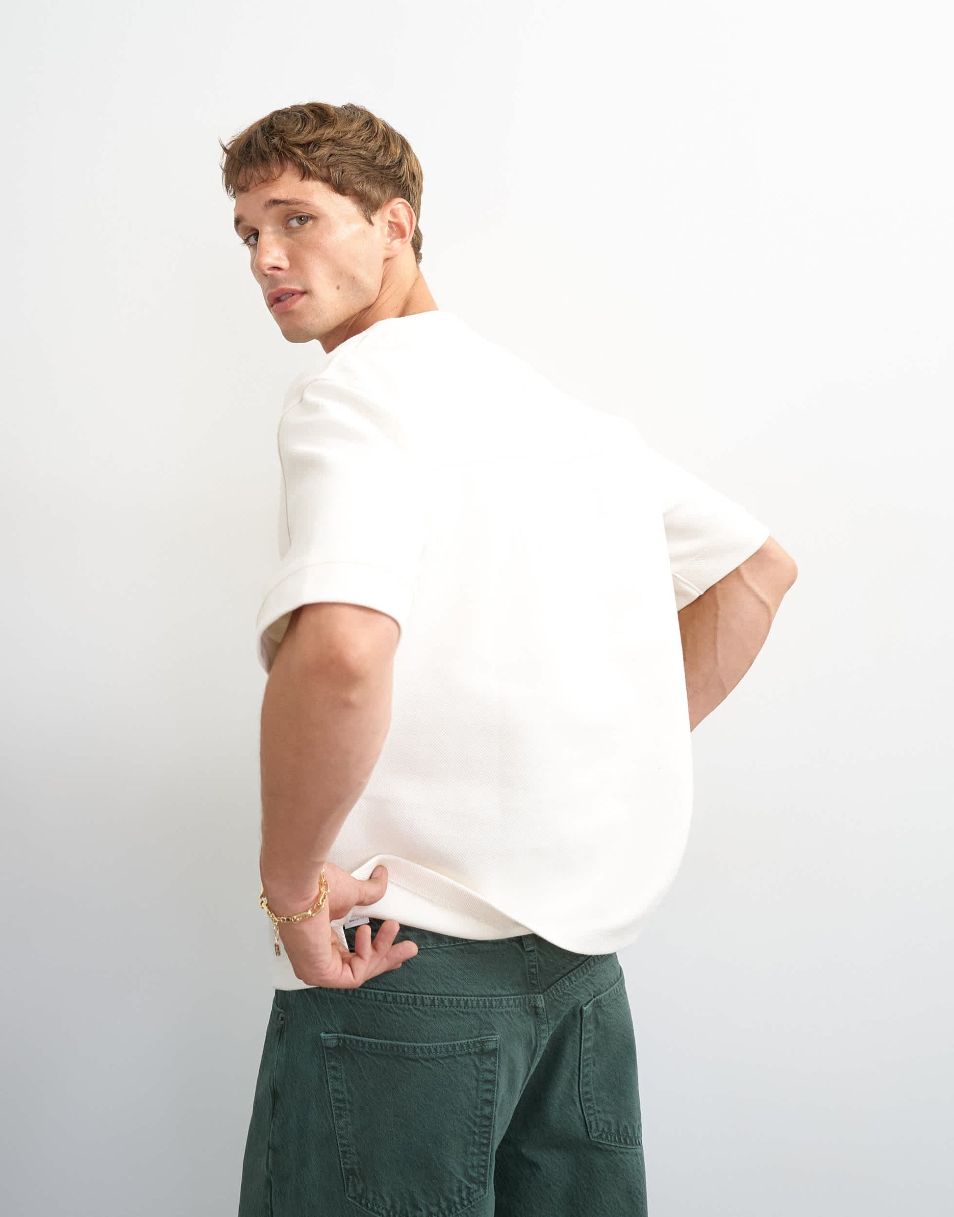 Topman relaxed fit jersey twill baseball henley shirt in ecru