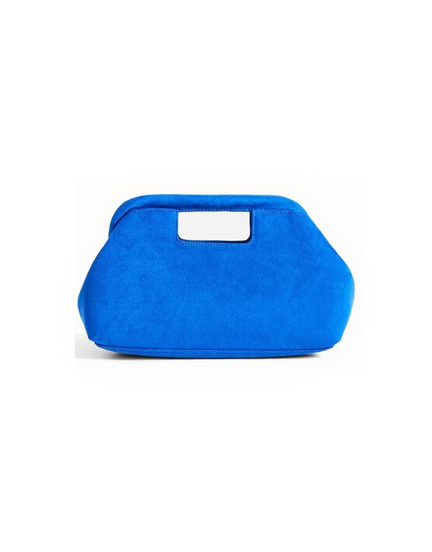 Topshop Gordan medium suedette clutch with handle in cobalt