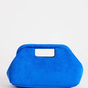 Topshop Gordan medium suedette clutch with handle in cobalt