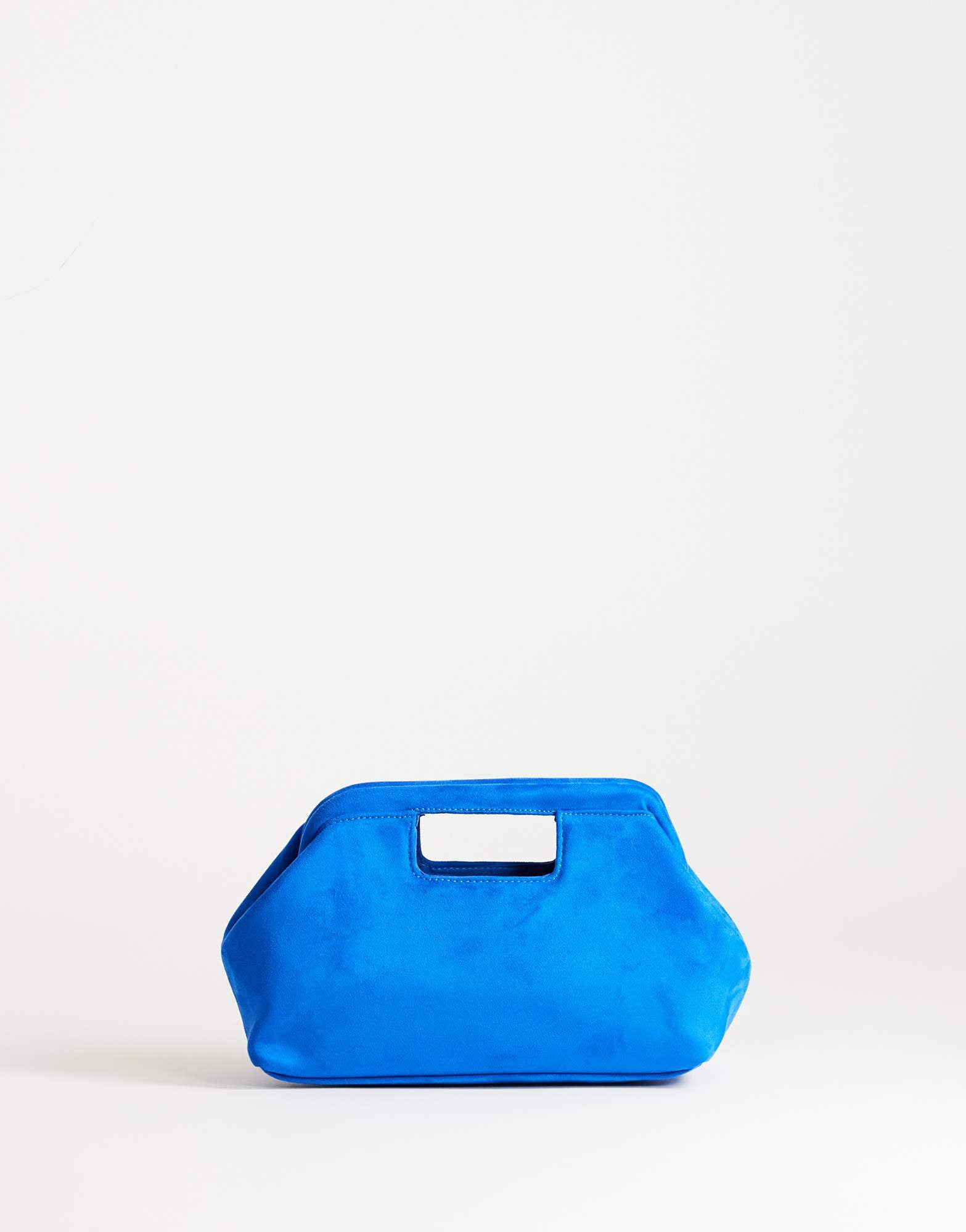 Topshop Gordan medium suedette clutch with handle in cobalt