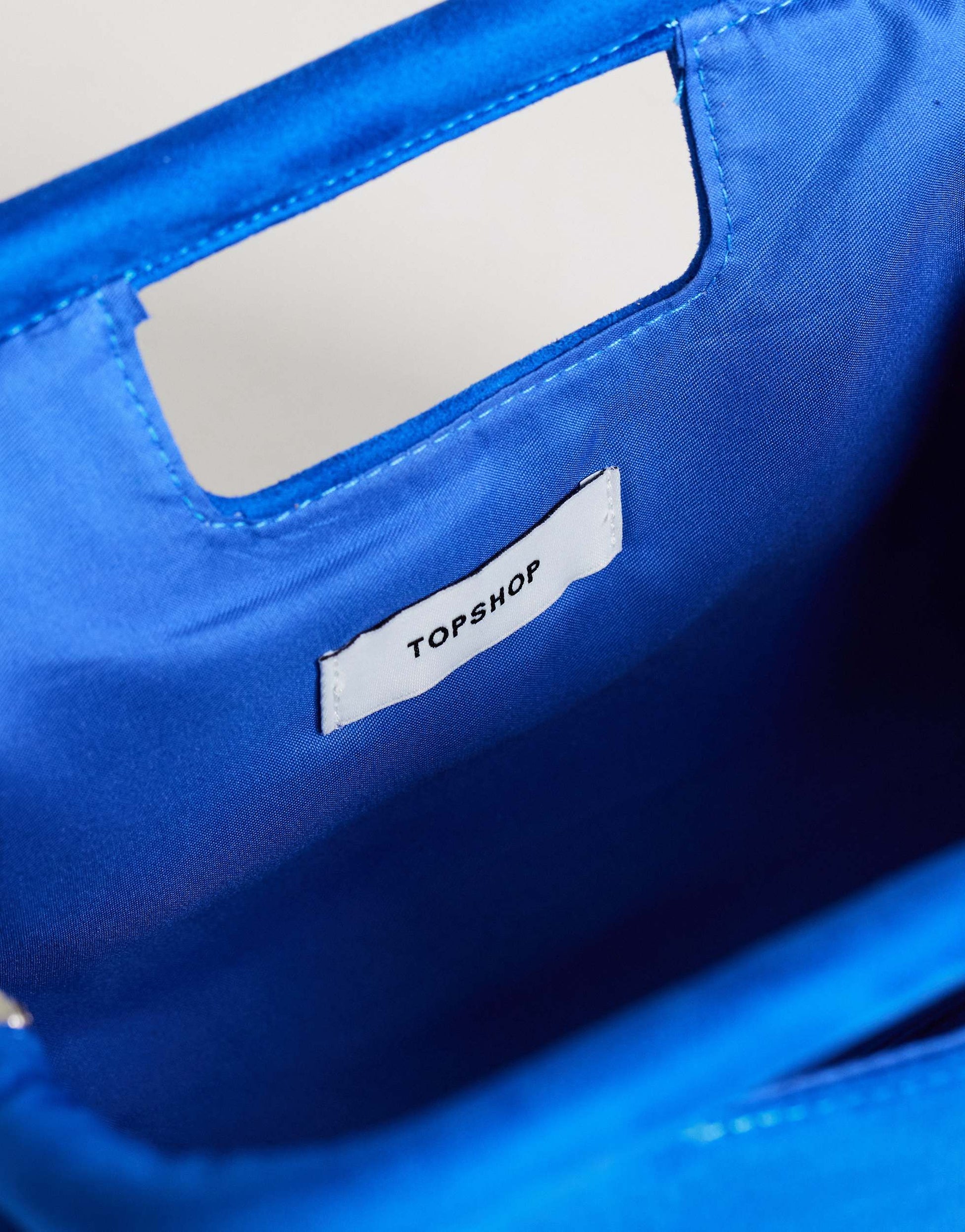 Topshop Gordan medium suedette clutch with handle in cobalt
