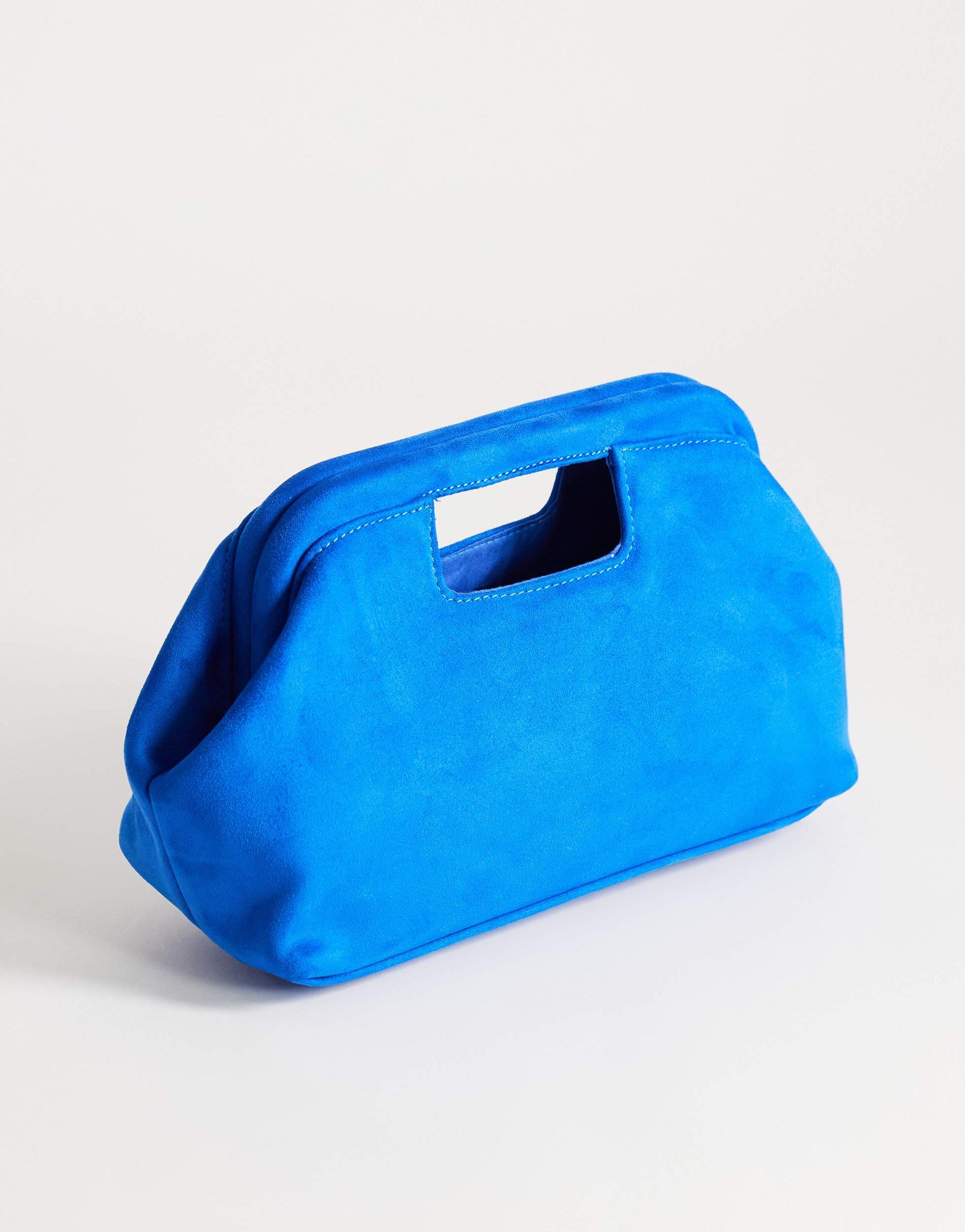 Topshop Gordan medium suedette clutch with handle in cobalt