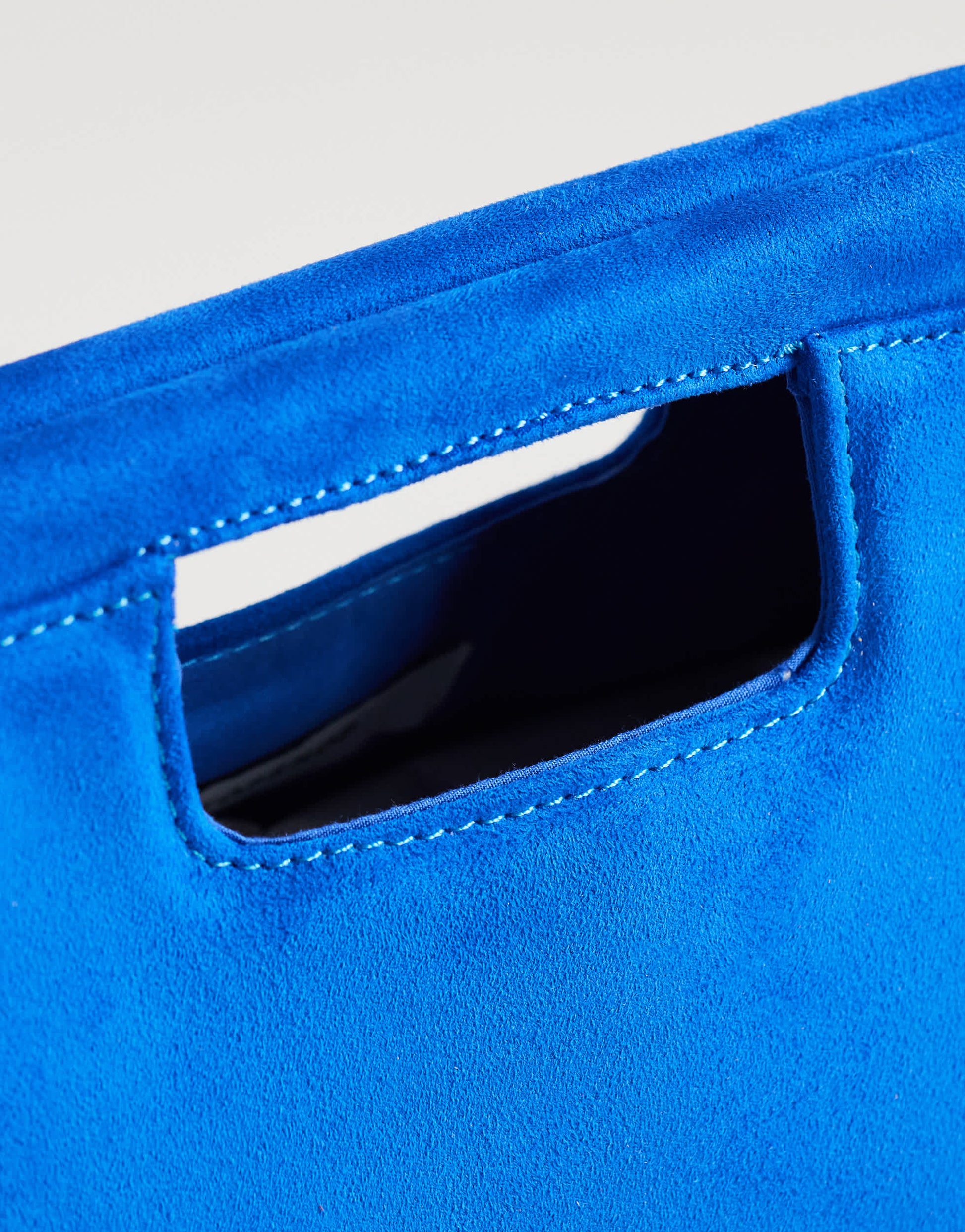 Topshop Gordan medium suedette clutch with handle in cobalt
