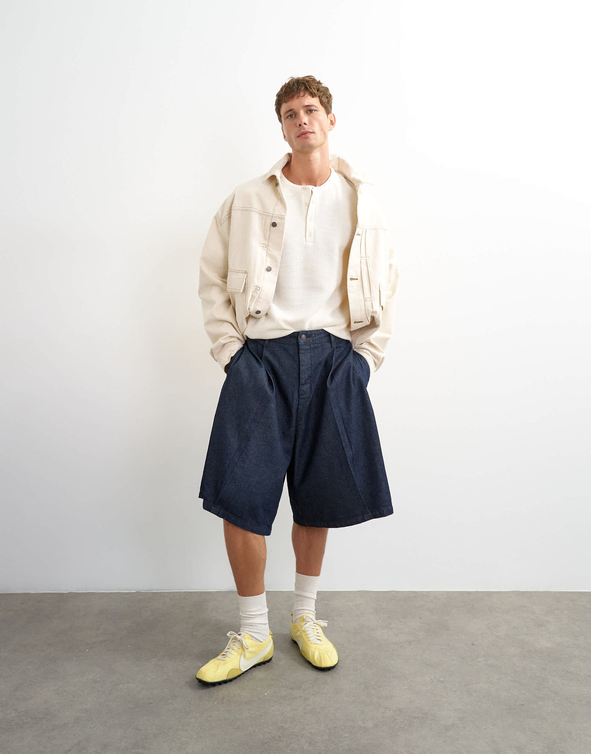 Topman slim fit short sleeve waffle henley in ecru