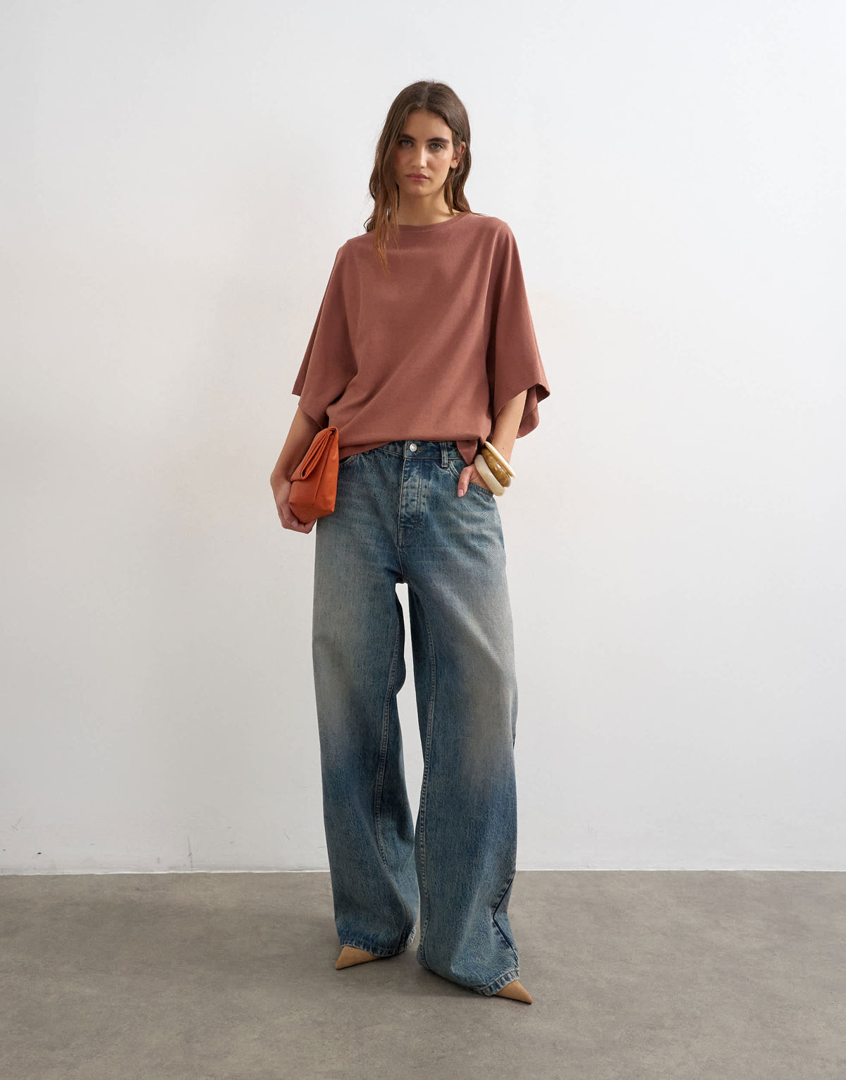 Topshop batwing t-shirt in pecan