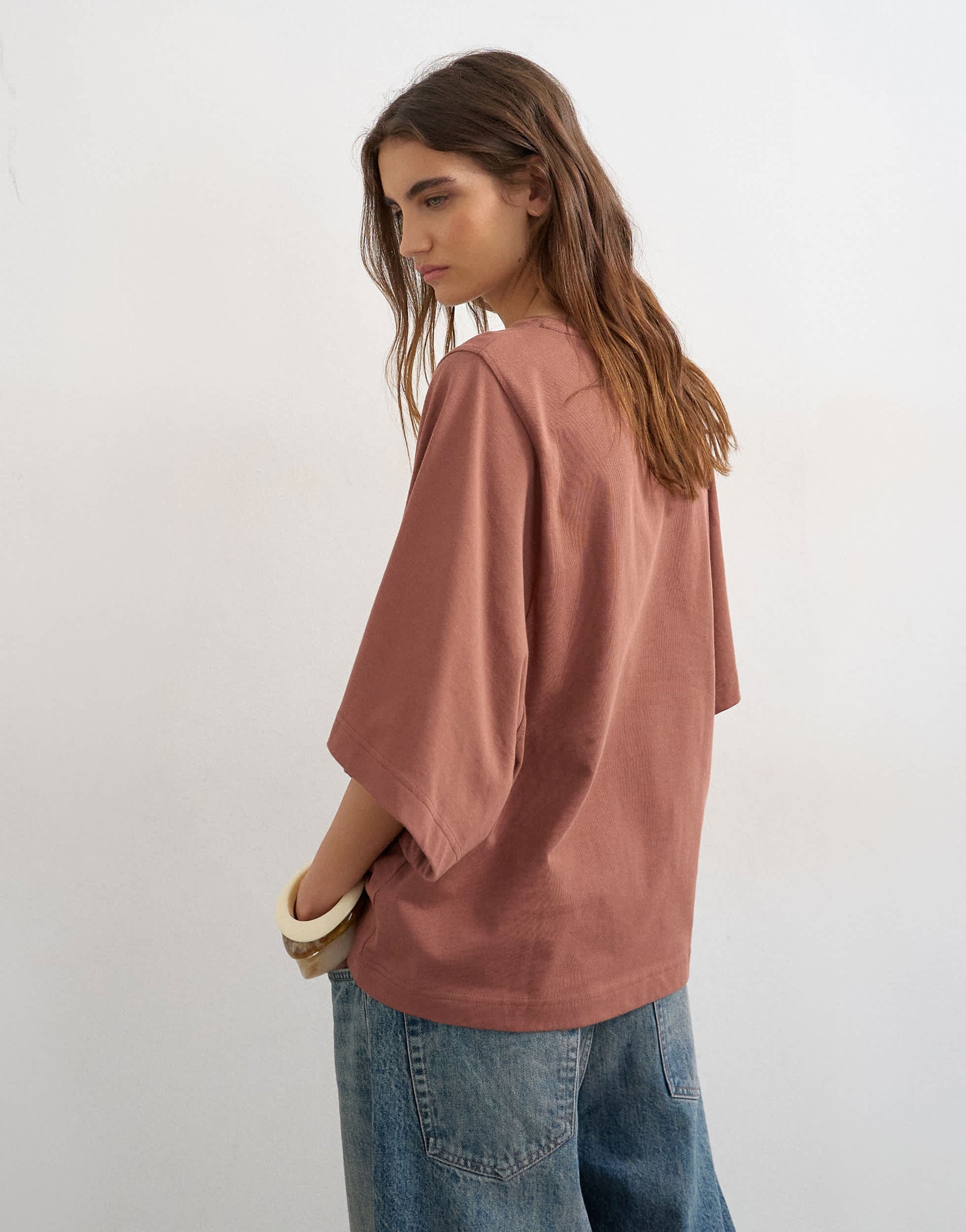 Topshop batwing t-shirt in pecan