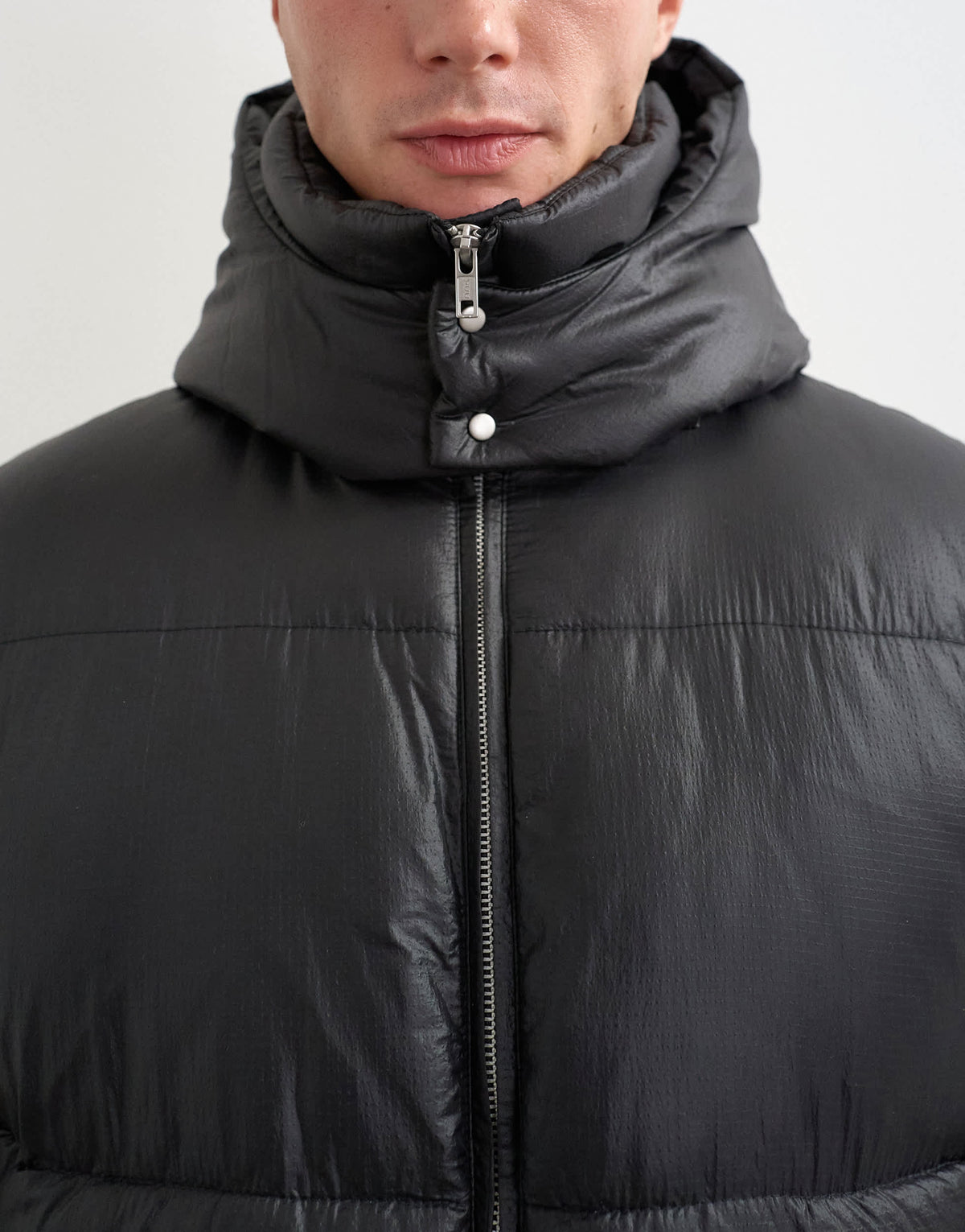 Topman textured puffer with detachable hood in black