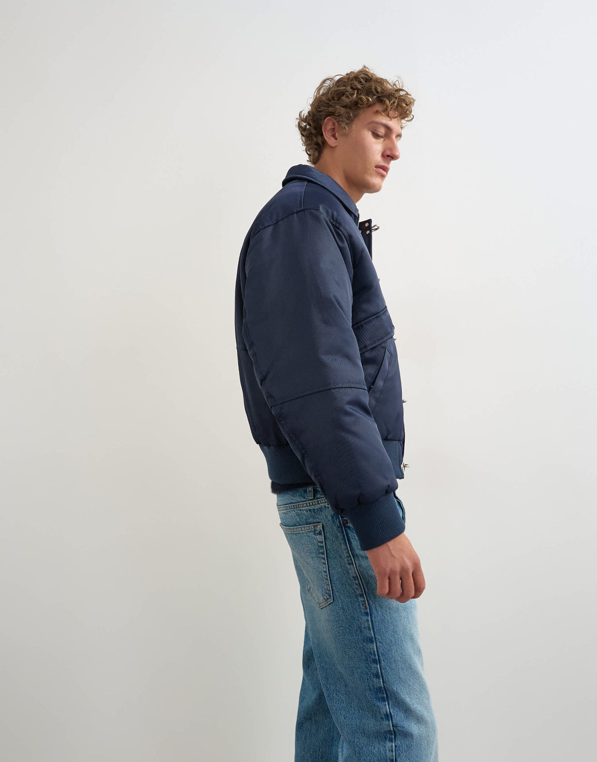 Topman fireman clasp padded bomber jacket in navy