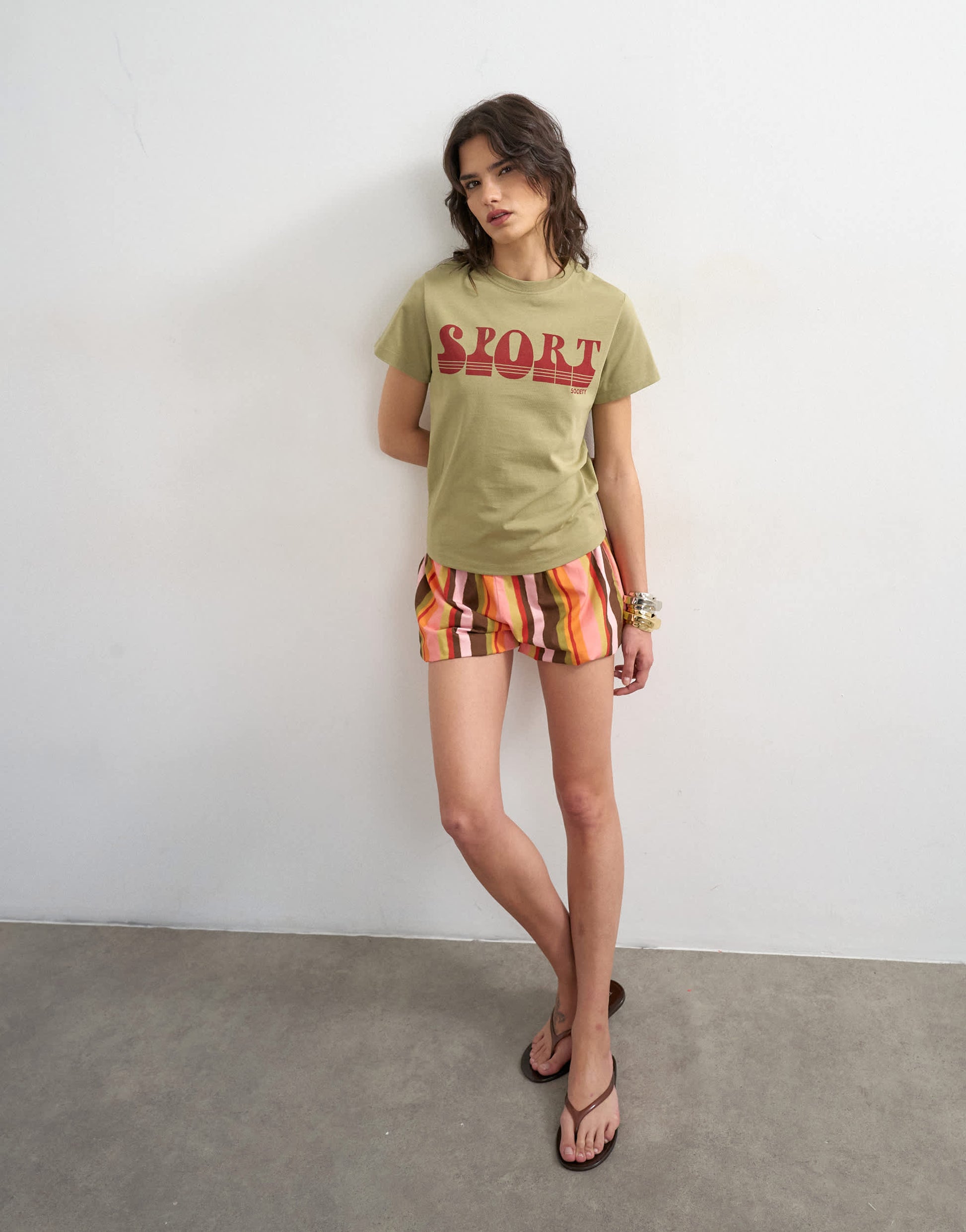 Topshop Sport graphic boxy tee in green
