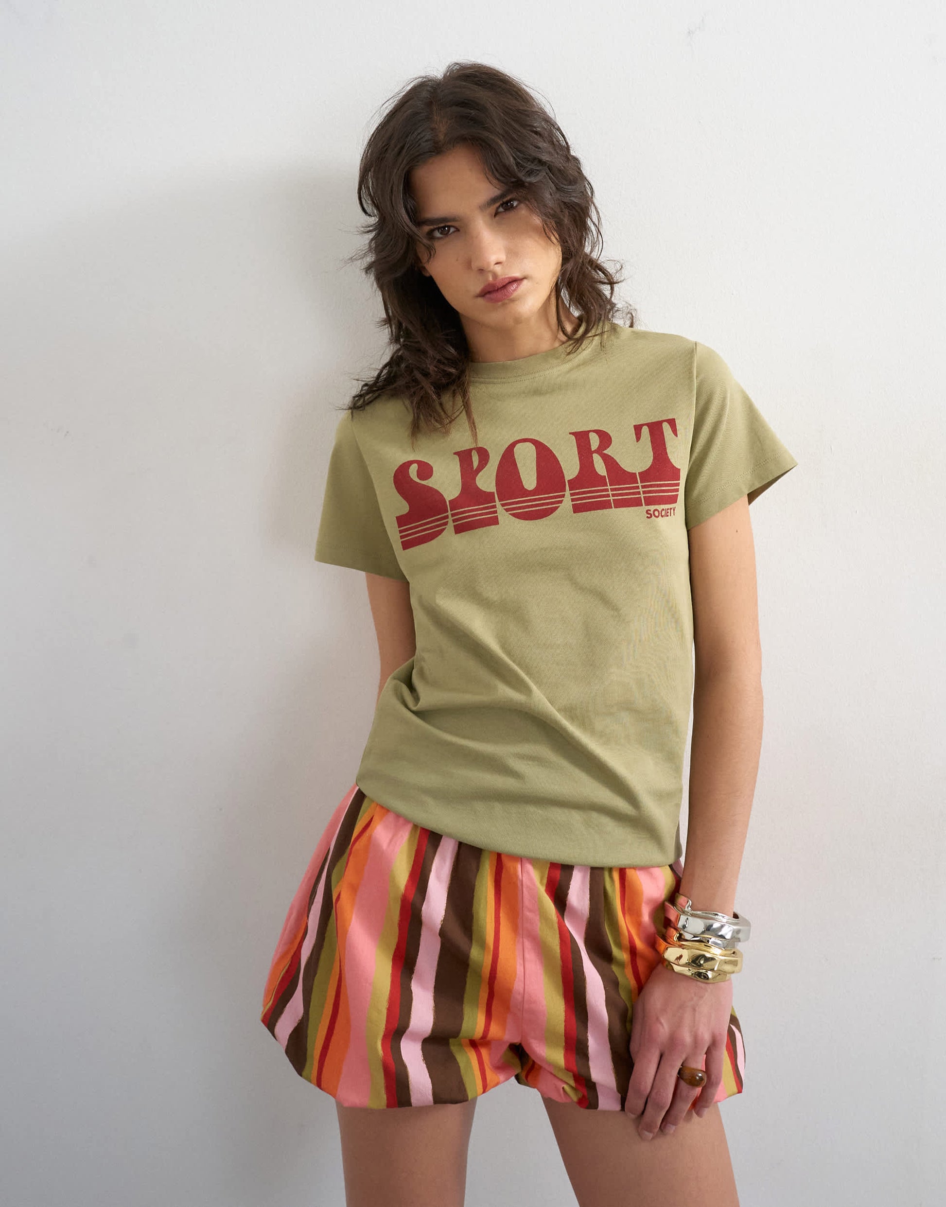 Topshop Sport graphic boxy tee in green