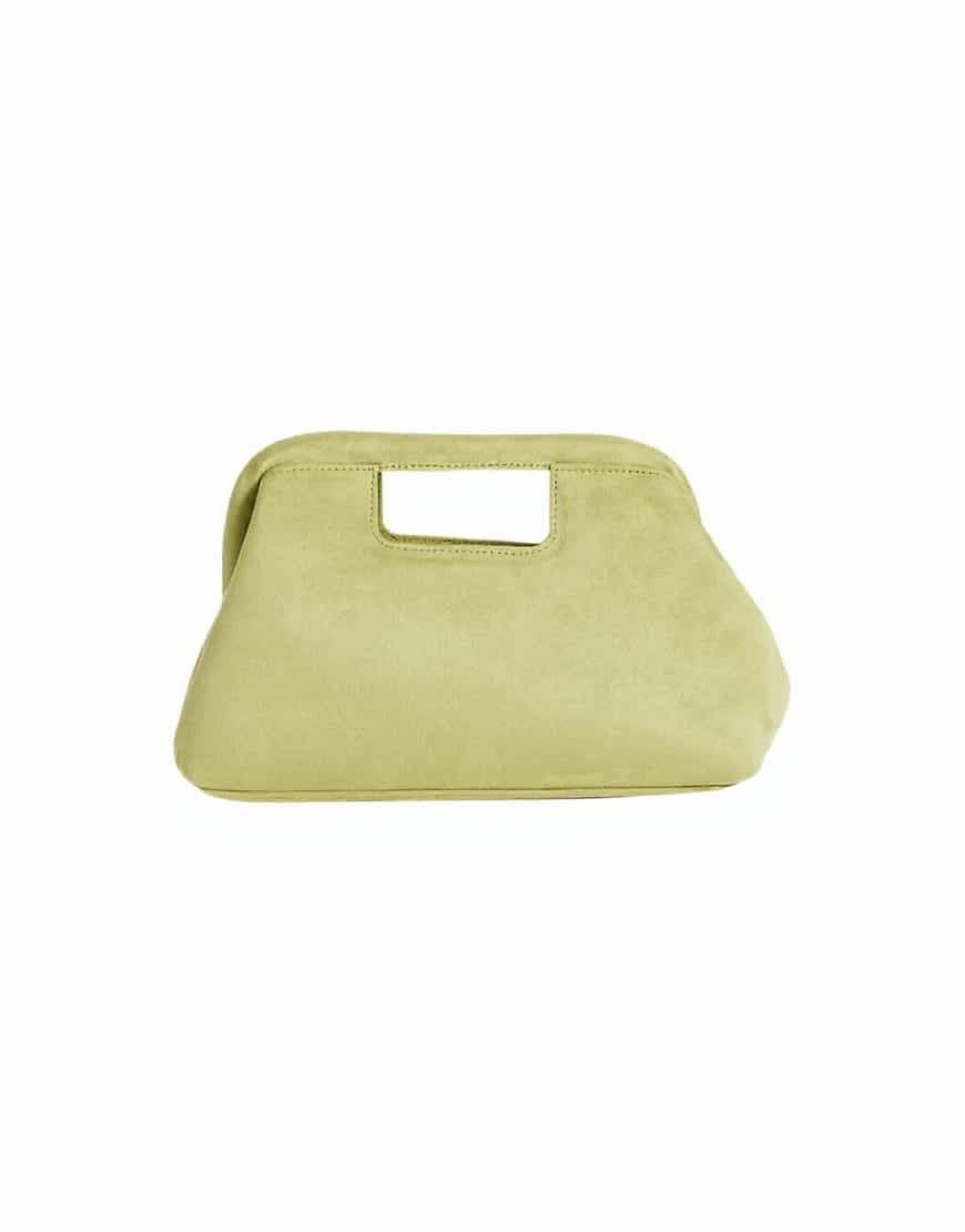 Topshop Gordan medium suedette clutch with handle in olive