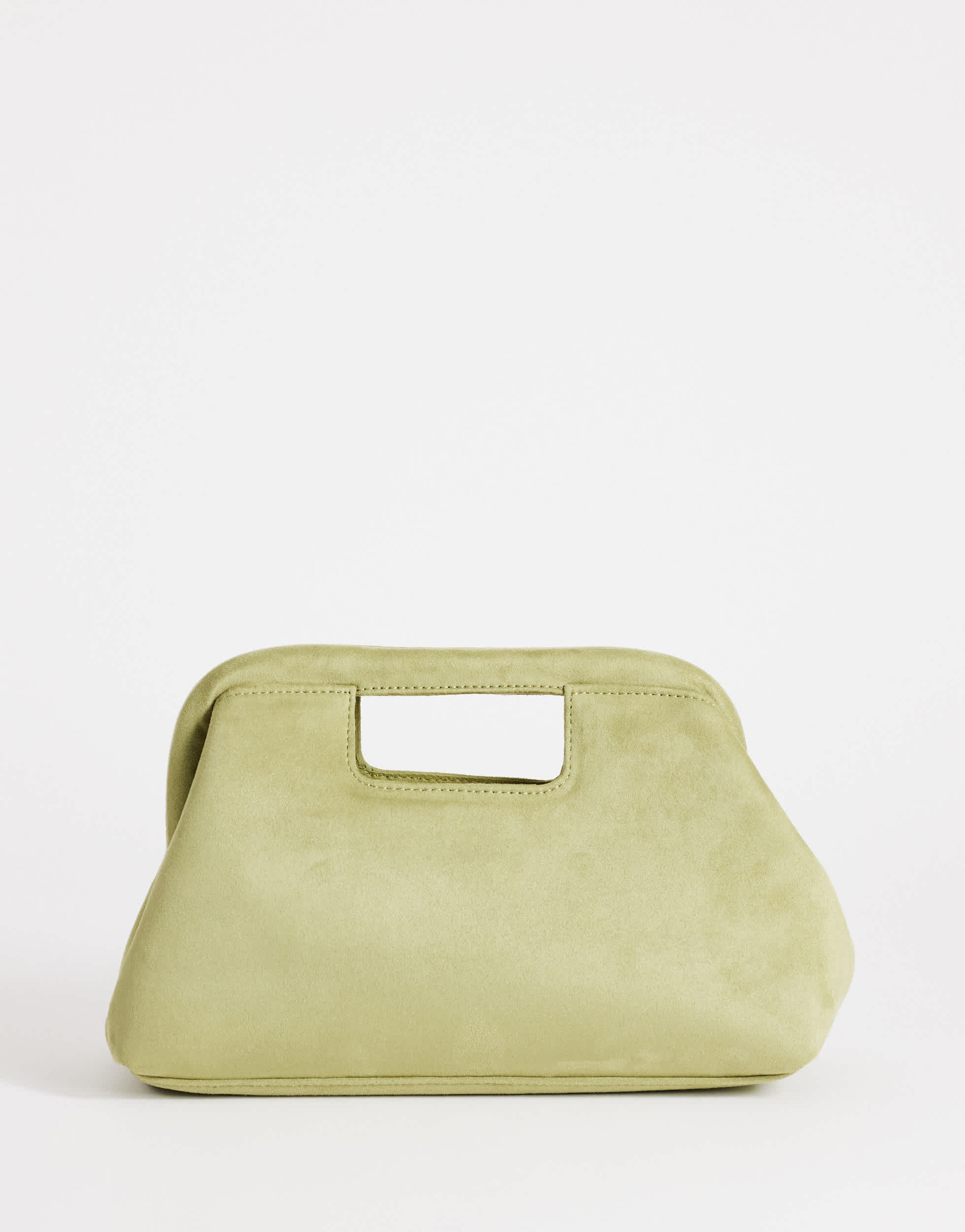 Topshop Gordan medium suedette clutch with handle in olive