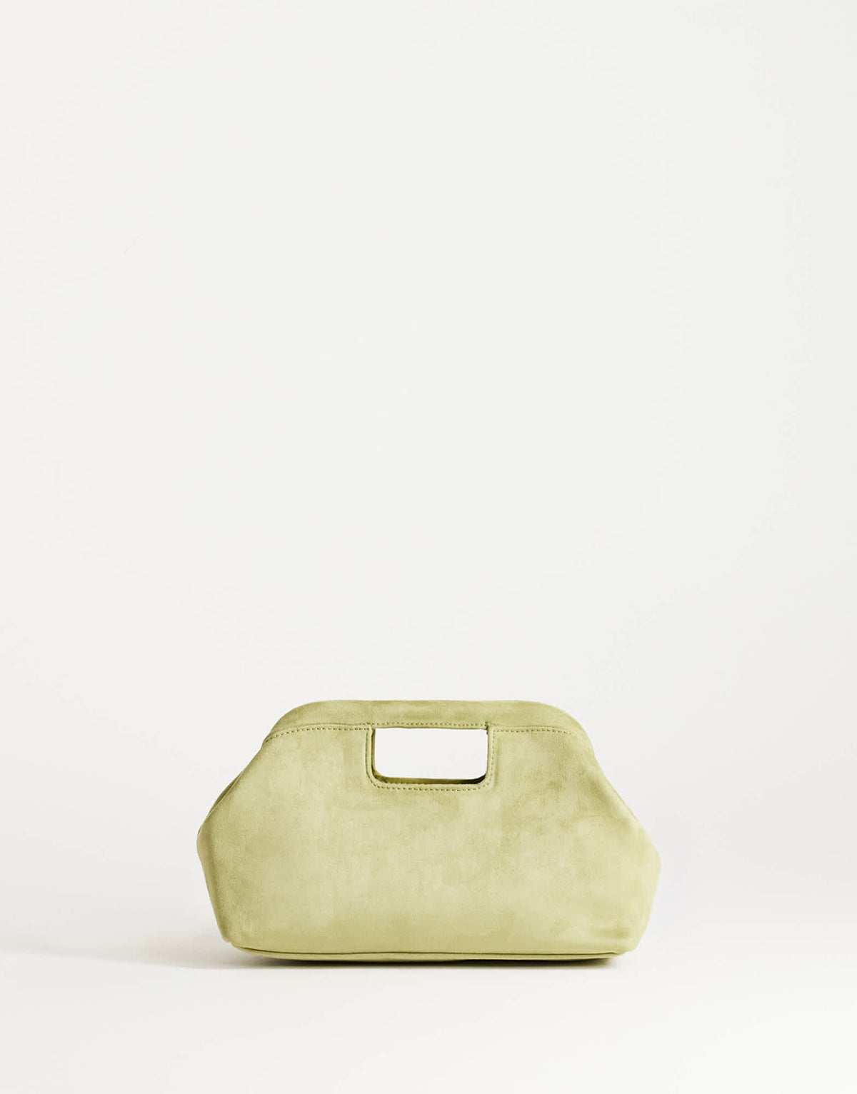 Topshop Gordan medium suedette clutch with handle in olive