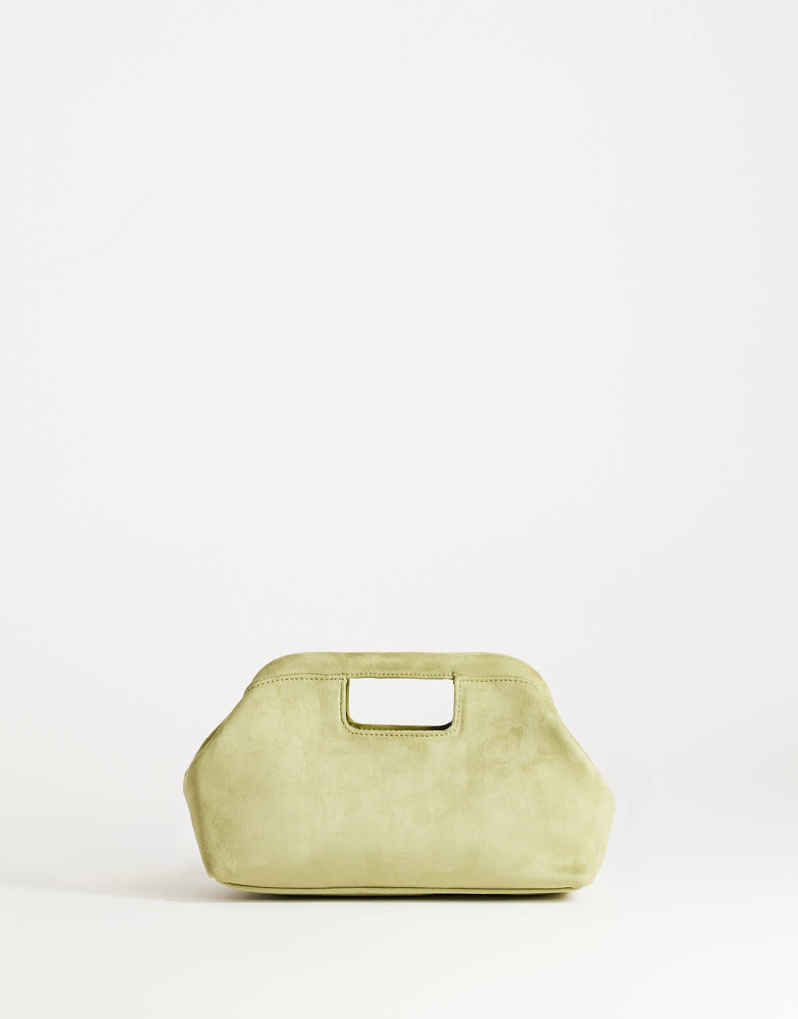 Topshop Gordan medium suedette clutch with handle in olive